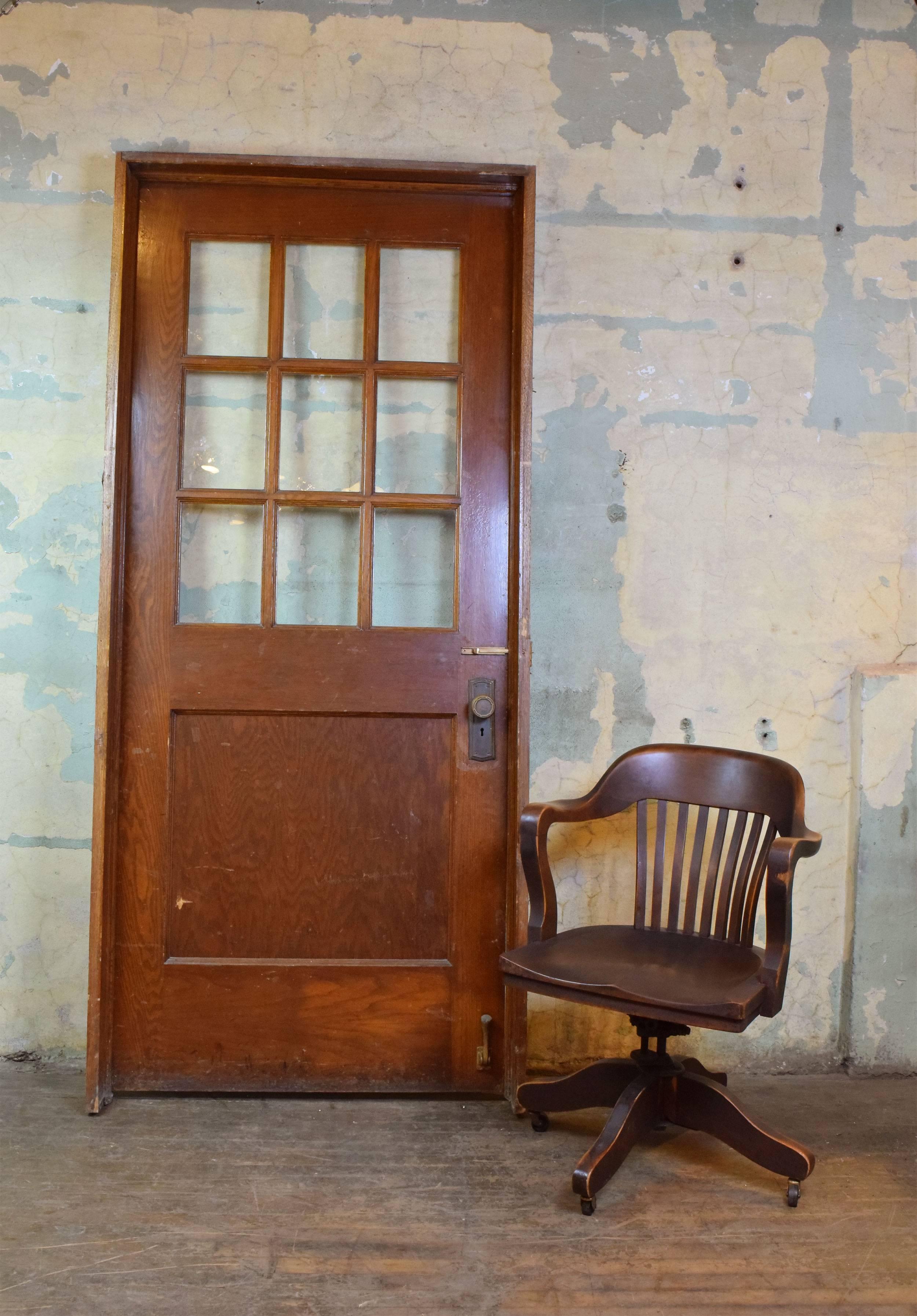 Industrial Oak Early 20th Century School House Door