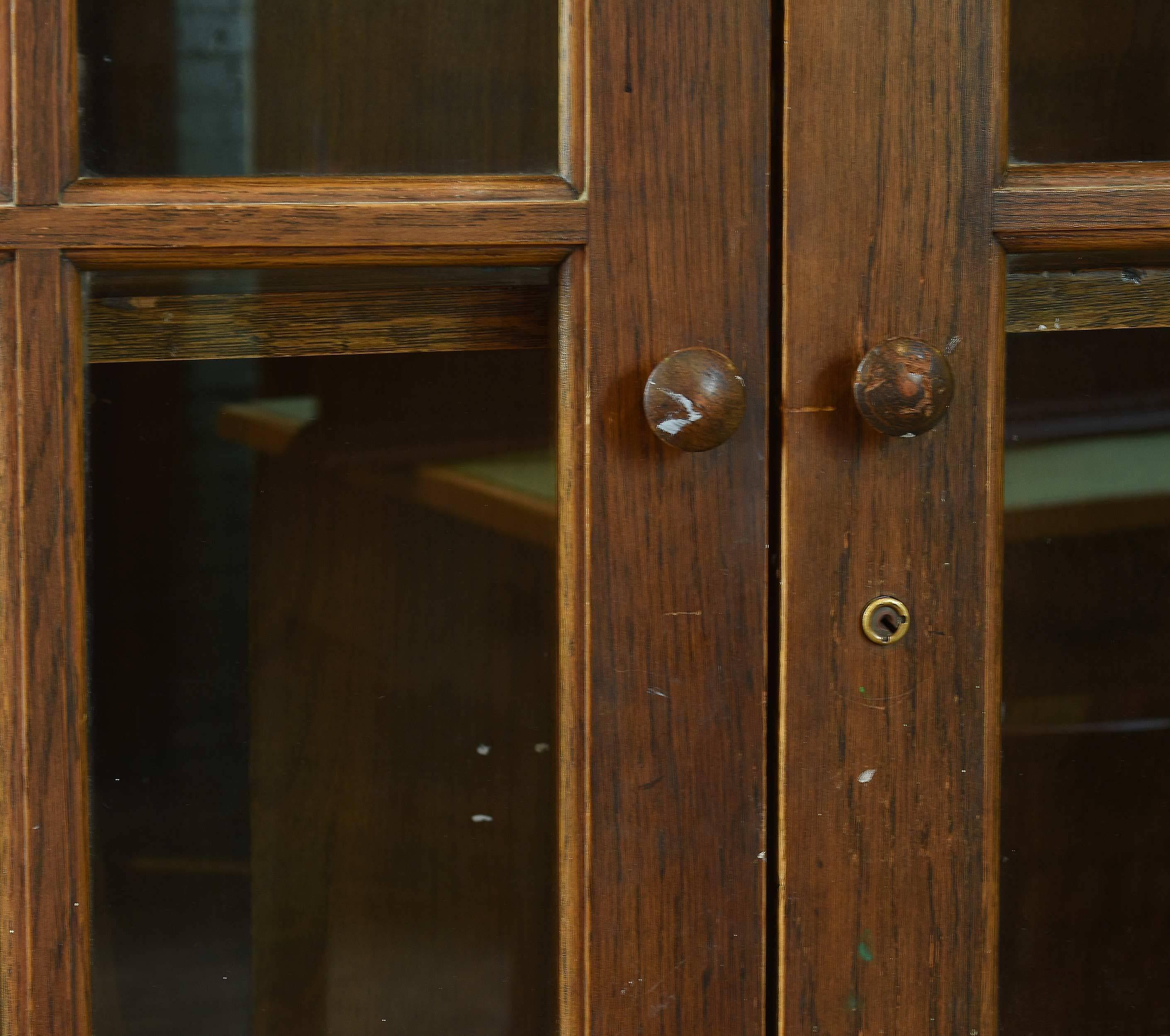 American Fumed Oak Schoolhouse Two Door Cabinet