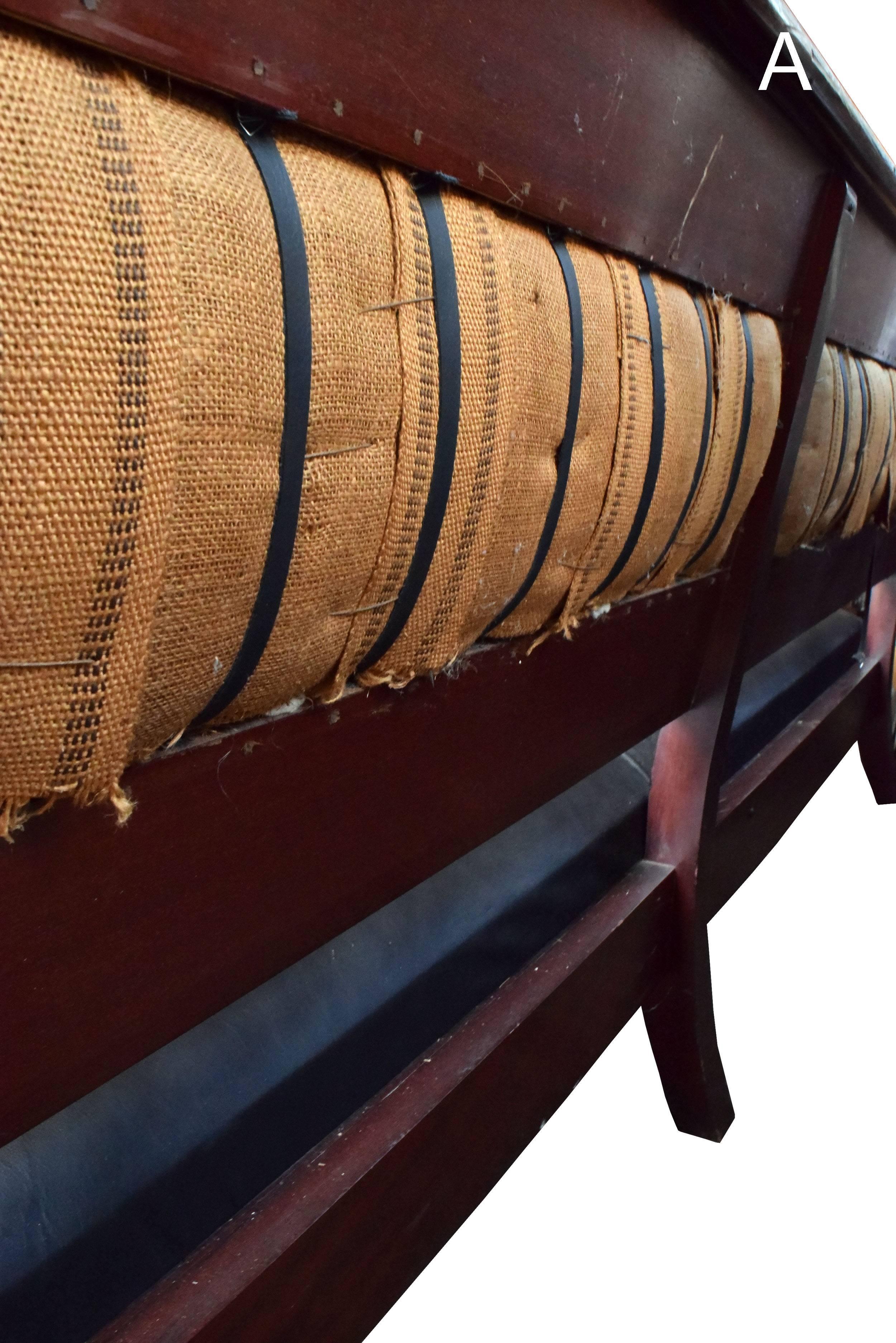 Walnut Courthouse Bench with Leather Upholstery In Good Condition In Minneapolis, MN