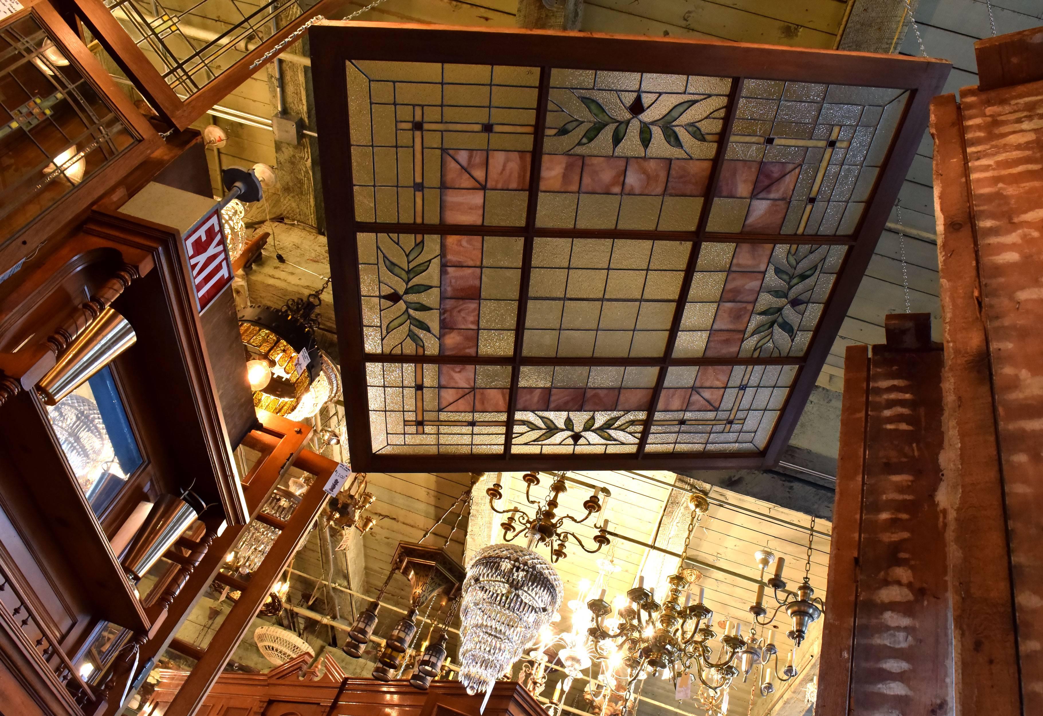 Large Skylight with Stained Glass, circa 1910 3