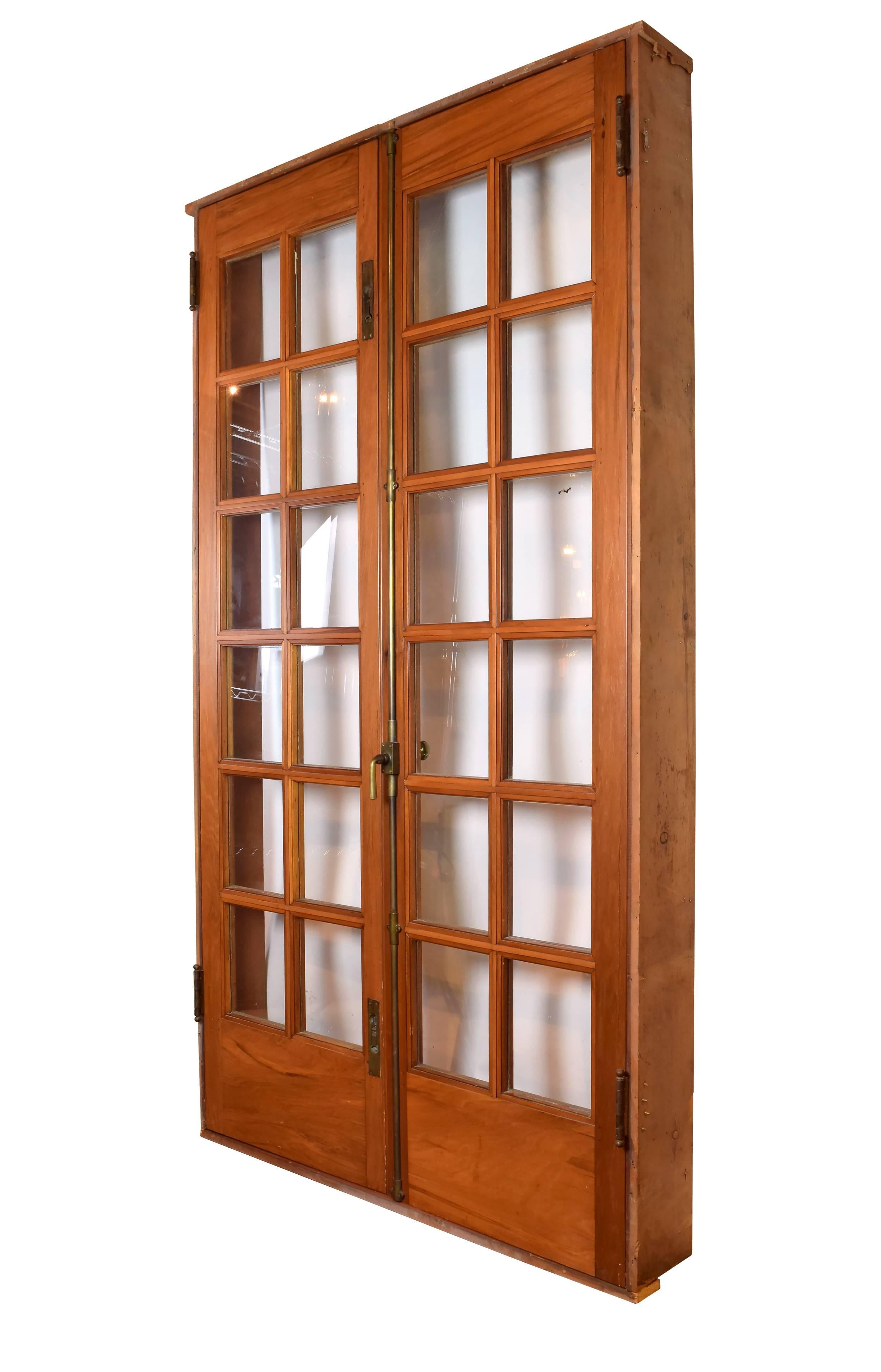 This beautiful French door set comes complete with an attractive brass cremone bolt, which latches the top and bottom of the door with one turn of the handle. Additionally, the jamb is intact, giving the set a more polished look,

circa