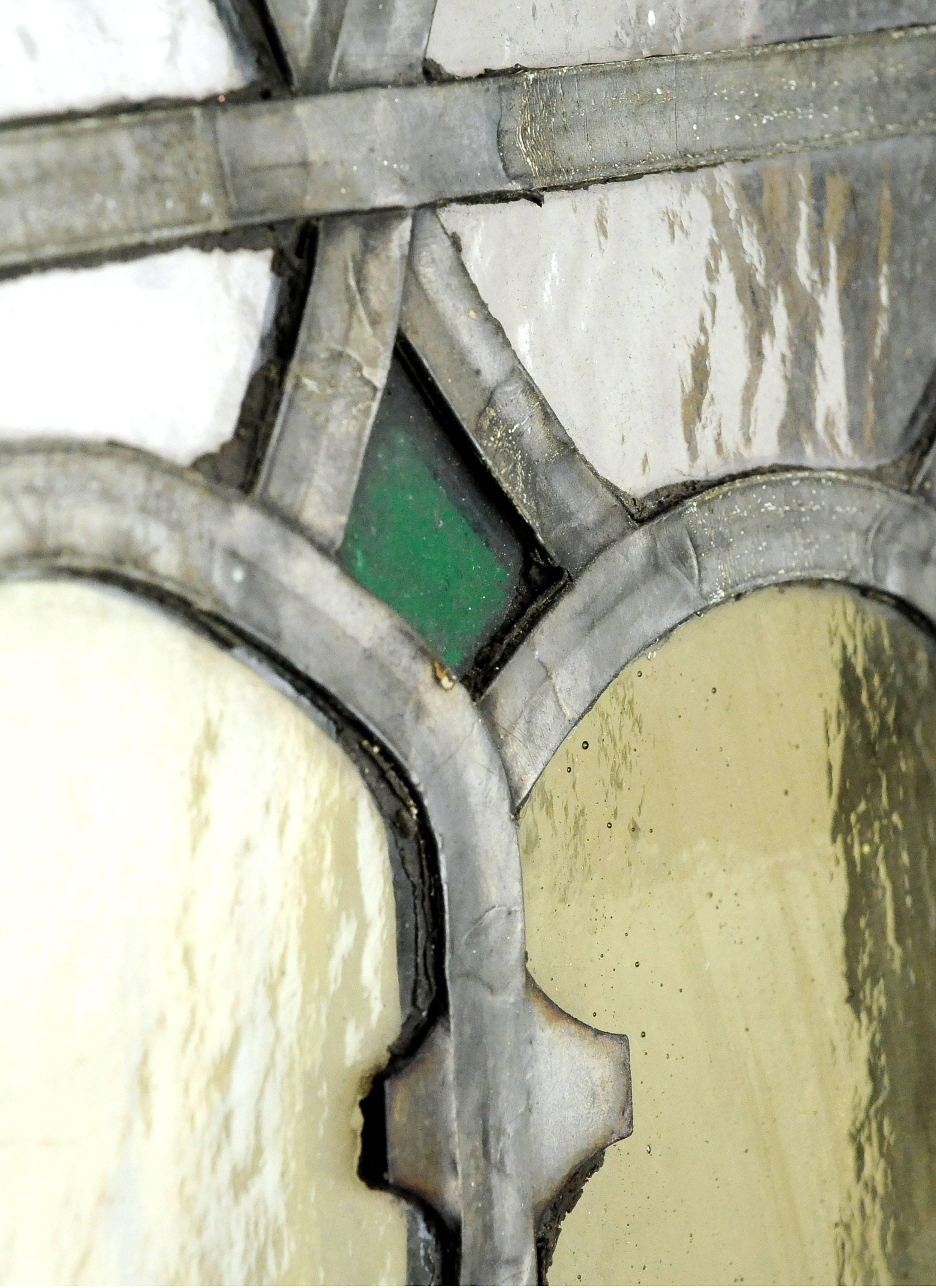 Tudor Arched Stained Glass French Window Unit