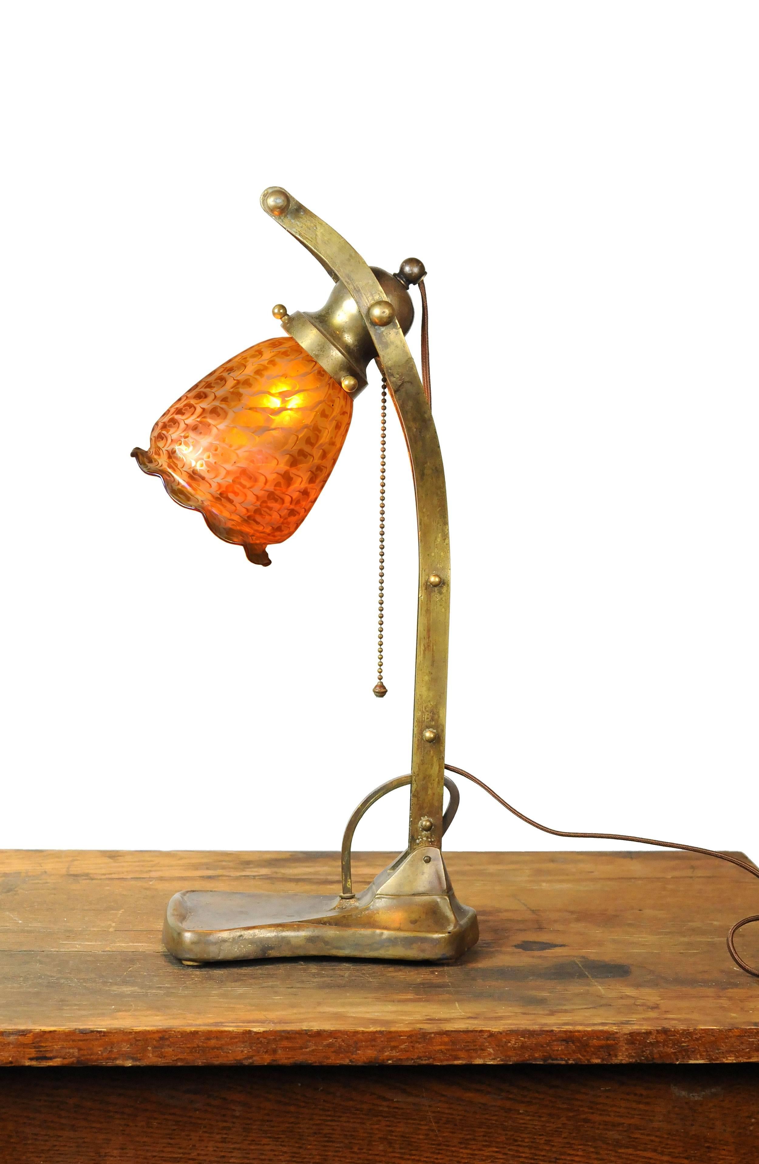 American Cast Brass Handel Table Lamp 