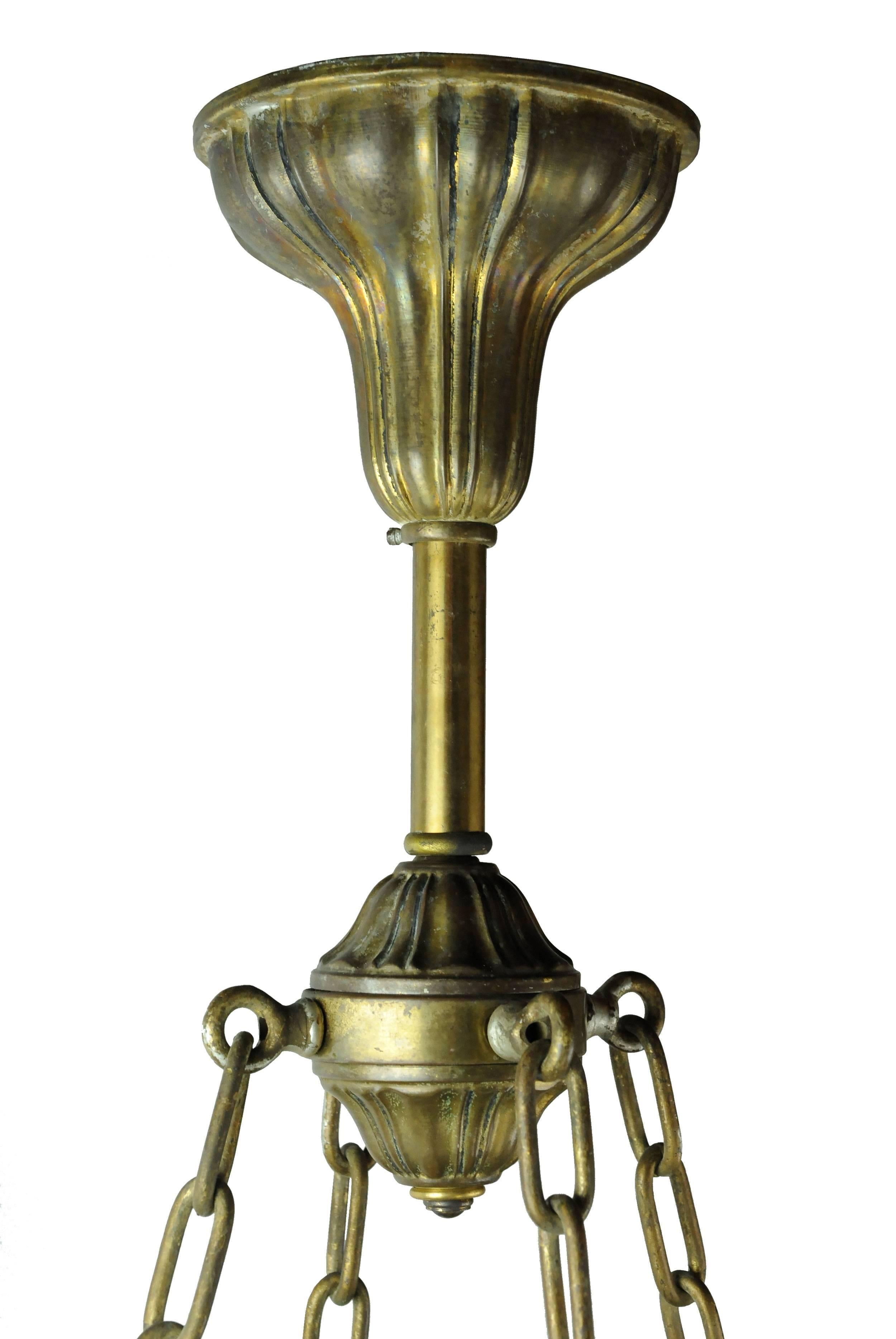 Colonial Revival Sheffield Pan Fixture in Brass with Glass Shades