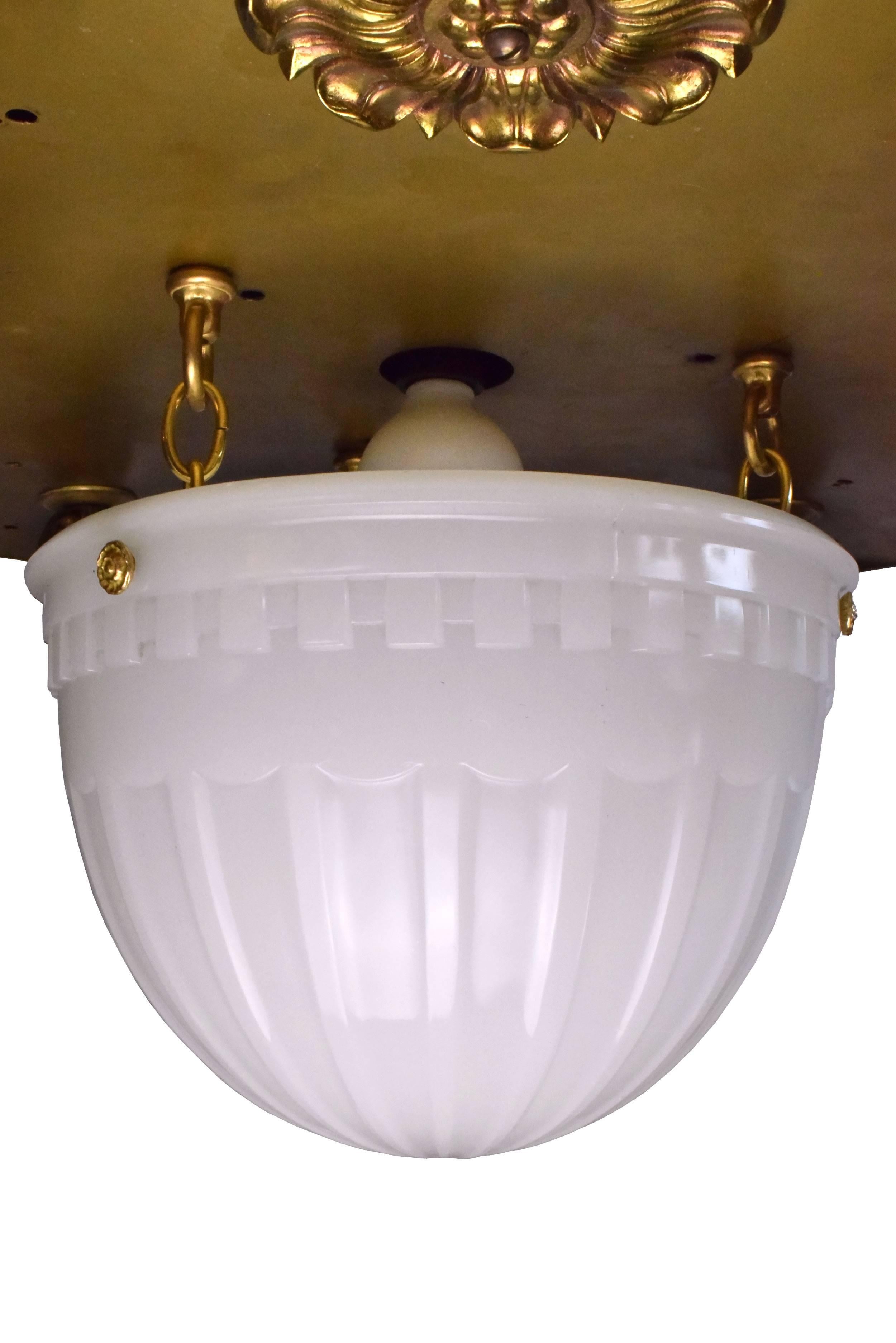 American Classical Brass and Copper Theater Light with Glass Bowl