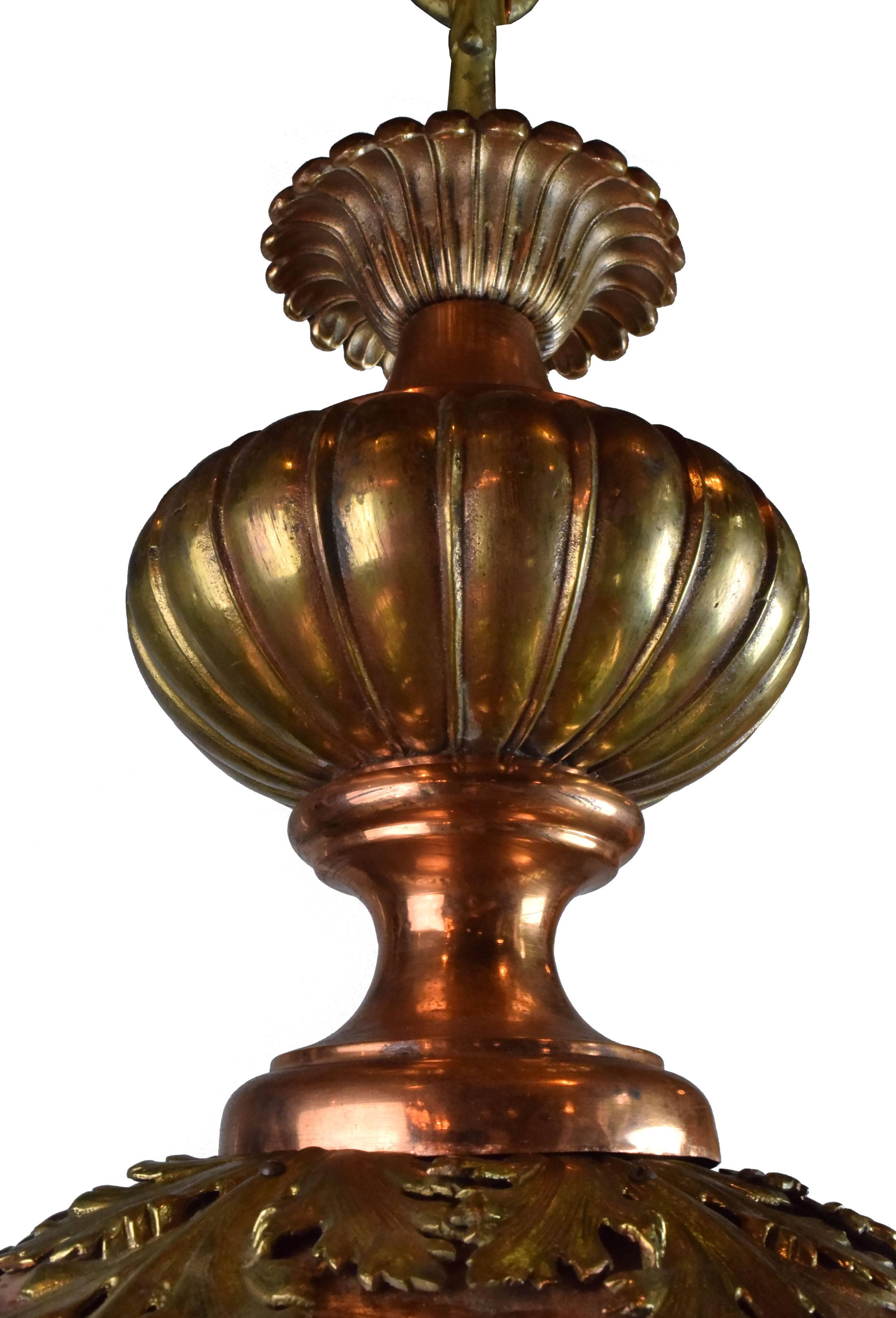 American Brass and Copper Theater Light with Glass Bowl