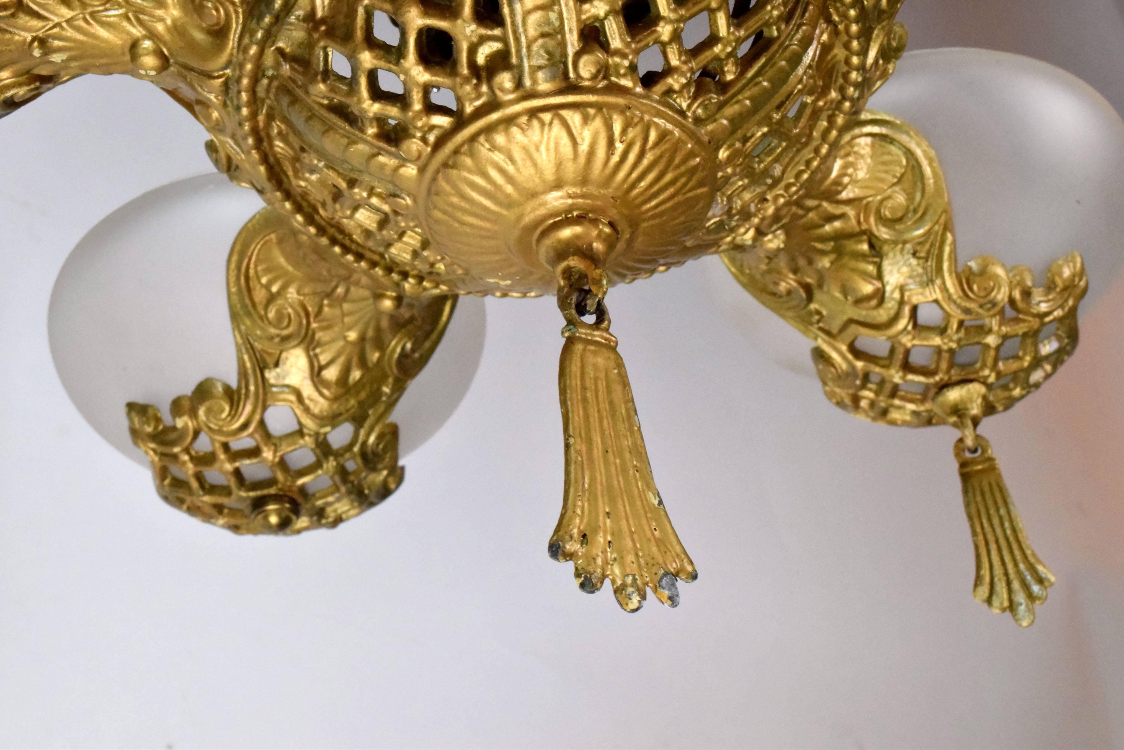 art deco brass chandelier