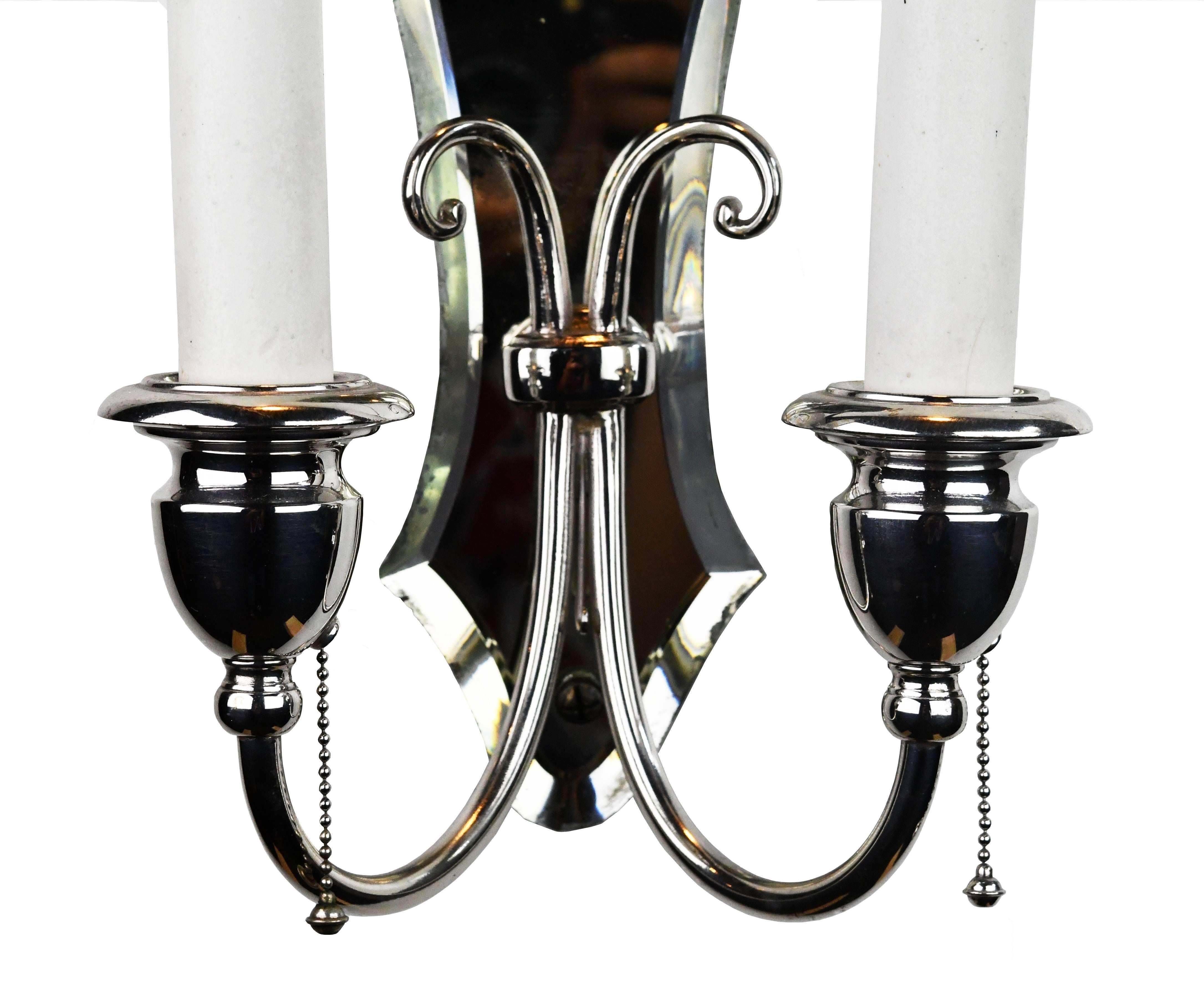 Bradley & Hubbard Two Candle Mirrored Sconce In Excellent Condition In Minneapolis, MN