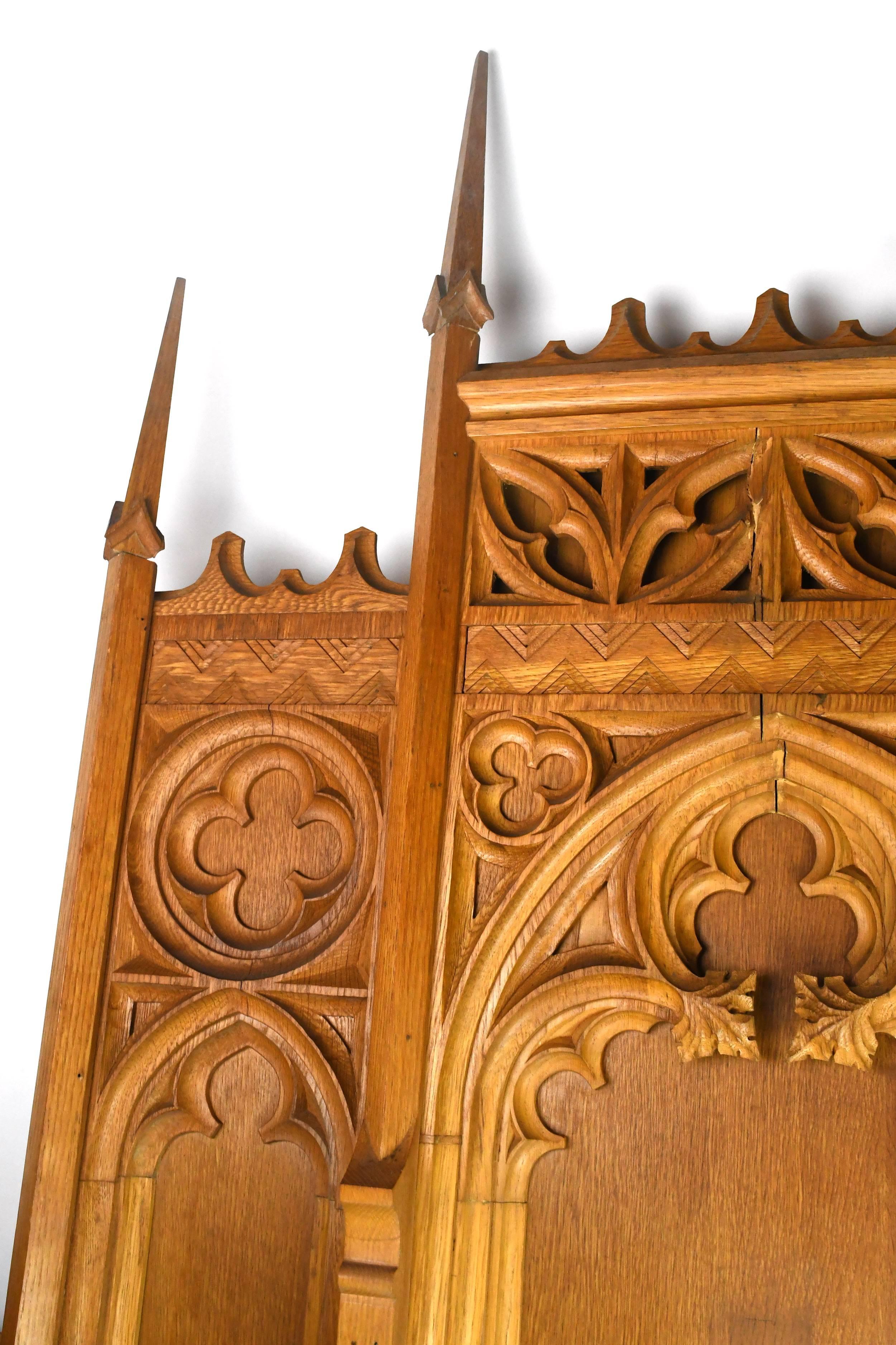 American Gothic Oak Altarpiece with Deco Details