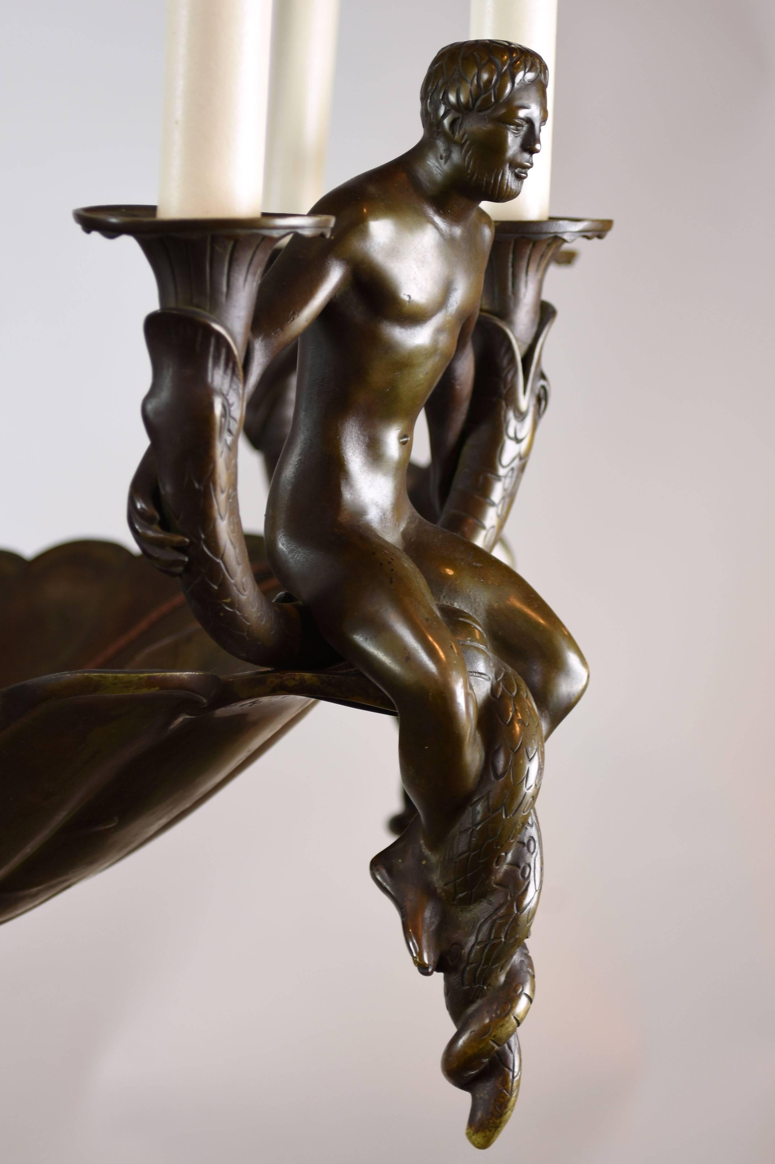 Paul Manship Figural Cast Bronze Chandelier 4