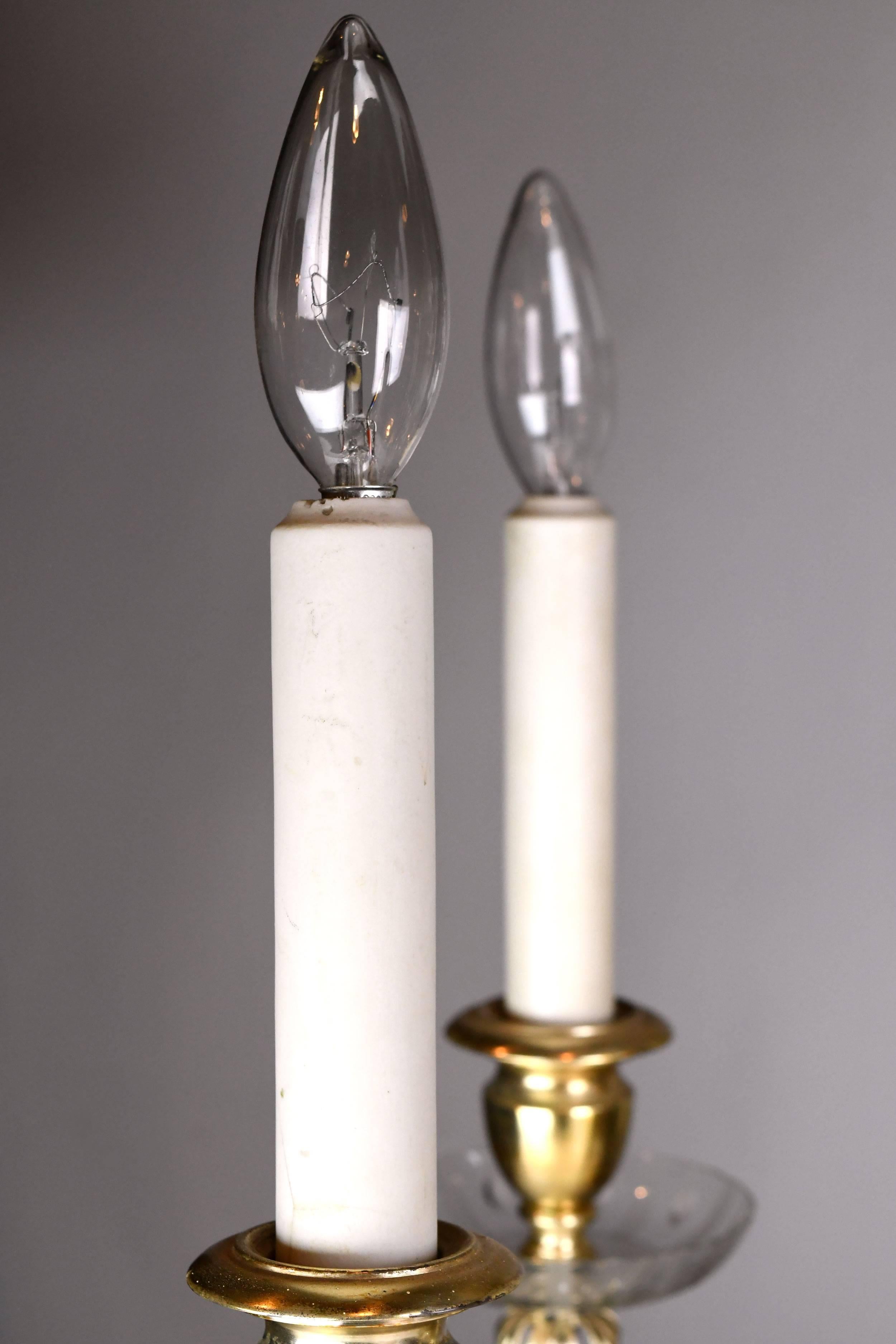 American Empire Bradley & Hubbard Six-Arm Silver Plated Chandelier For Sale