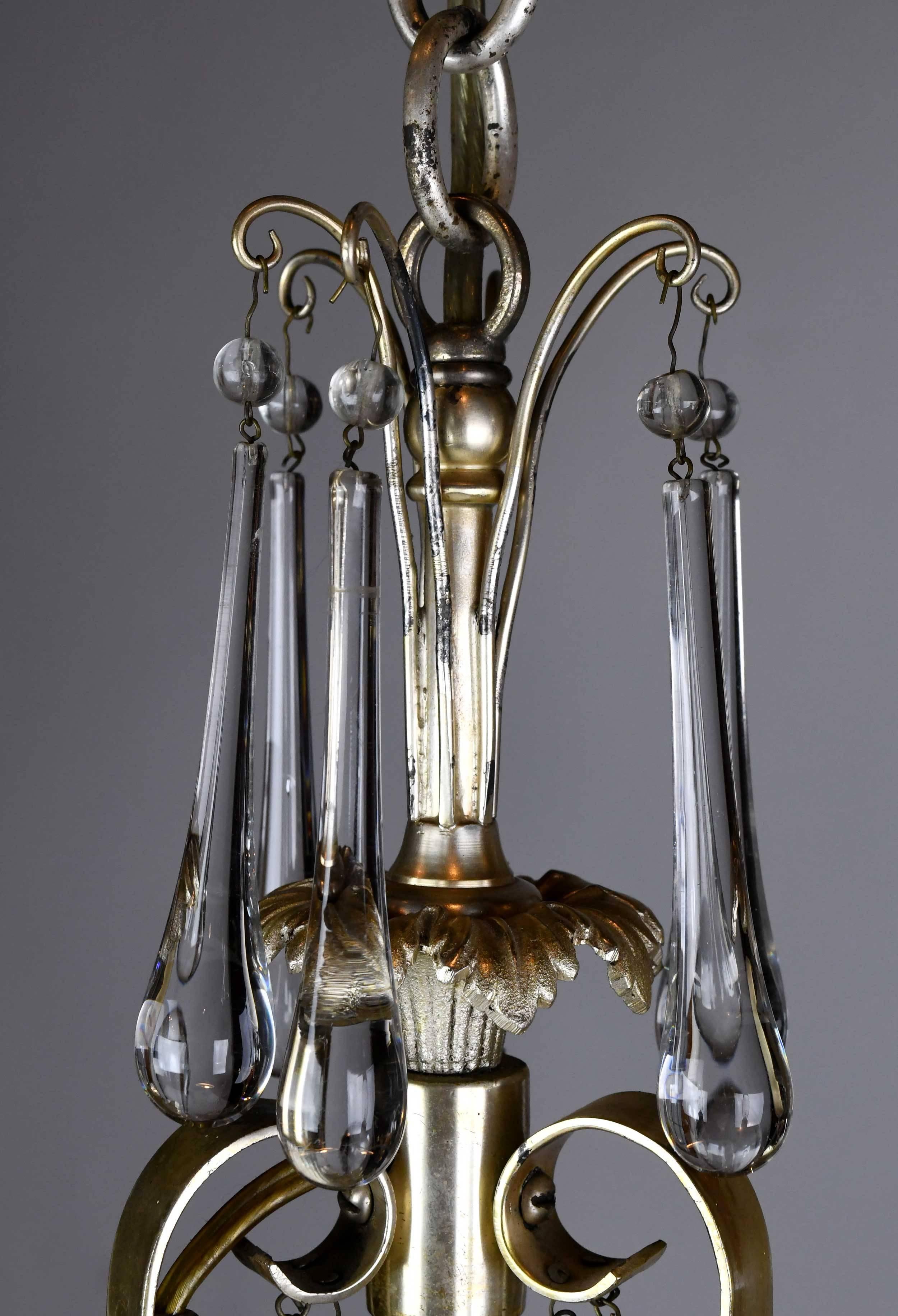 American Bradley & Hubbard Six-Arm Silver Plated Chandelier For Sale