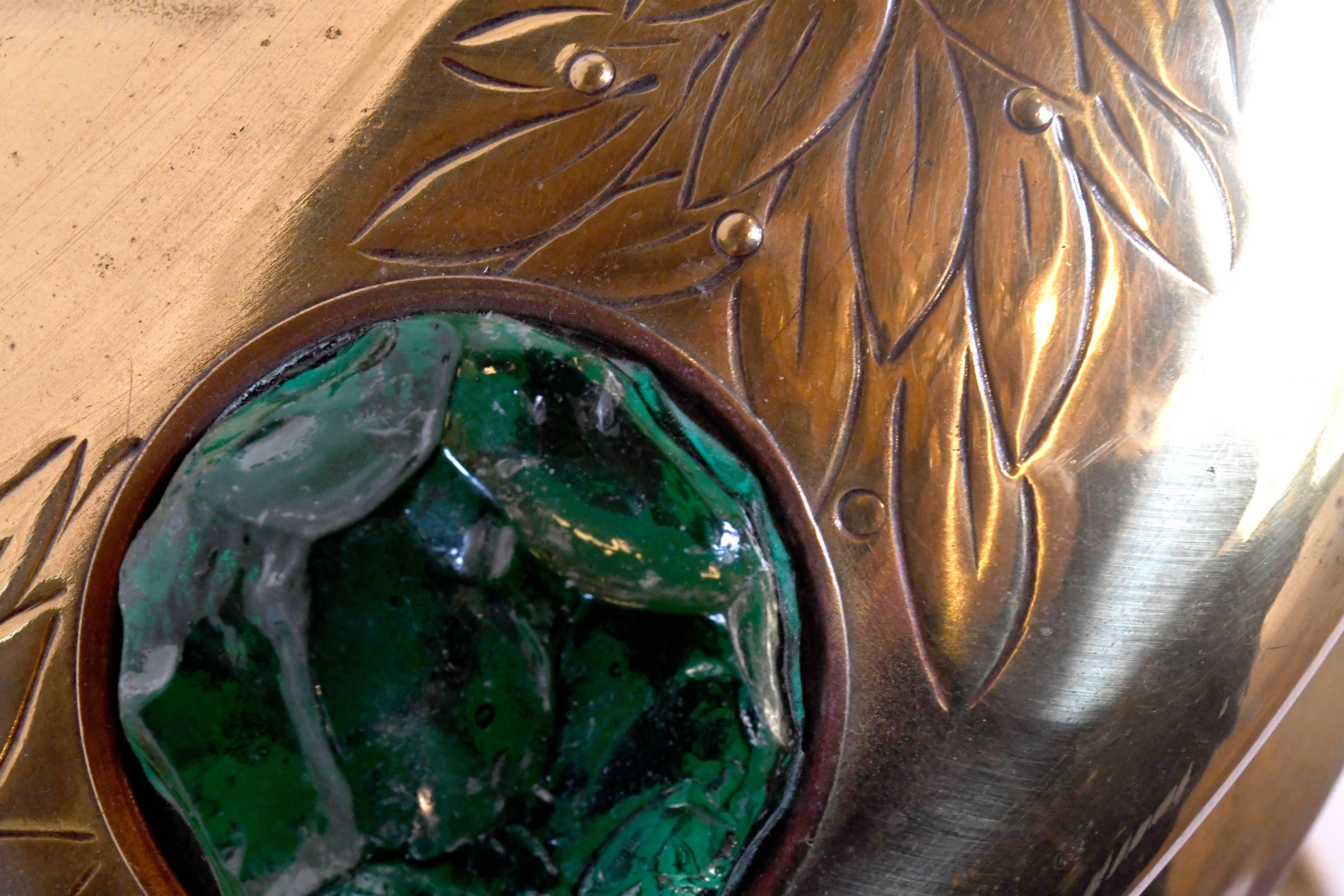 Art Nouveau Jeweled Brass Table Lamp 1