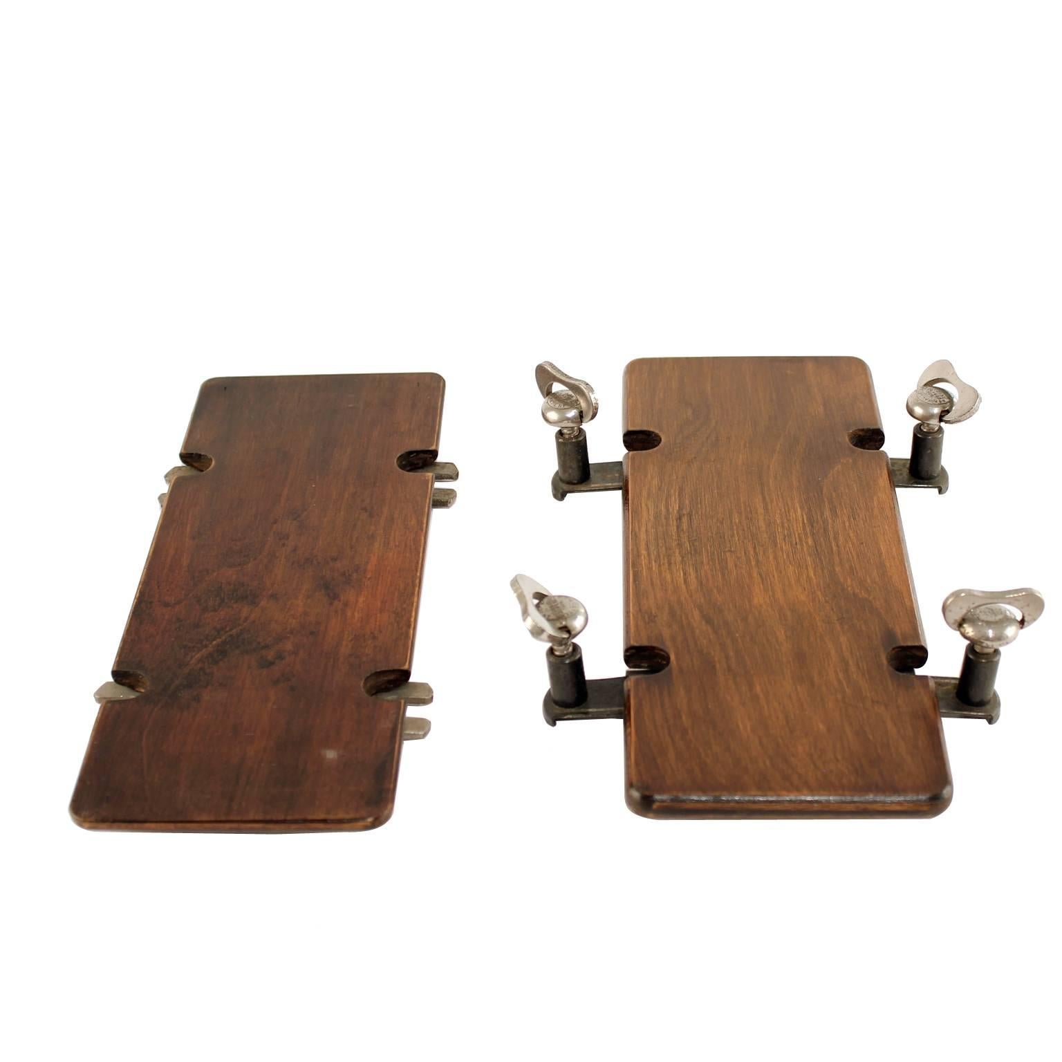 Antique Agrippa Tie press in amazing condition. Marked with year 1914-1915. Oak and metal clasps.