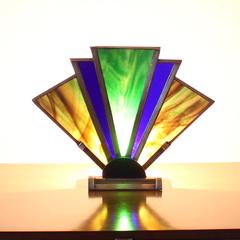 French Art Deco Stained Glass Table Light