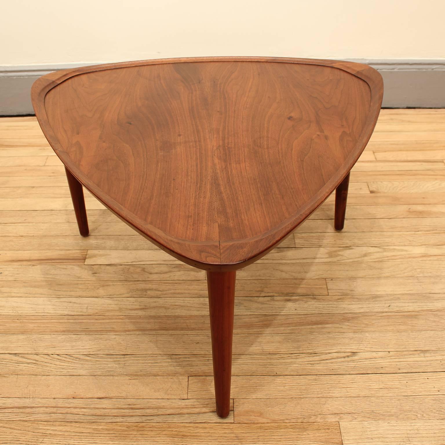 Danish Modern Teak Triangular Table by Arne Hovmand Olsen For Sale 1