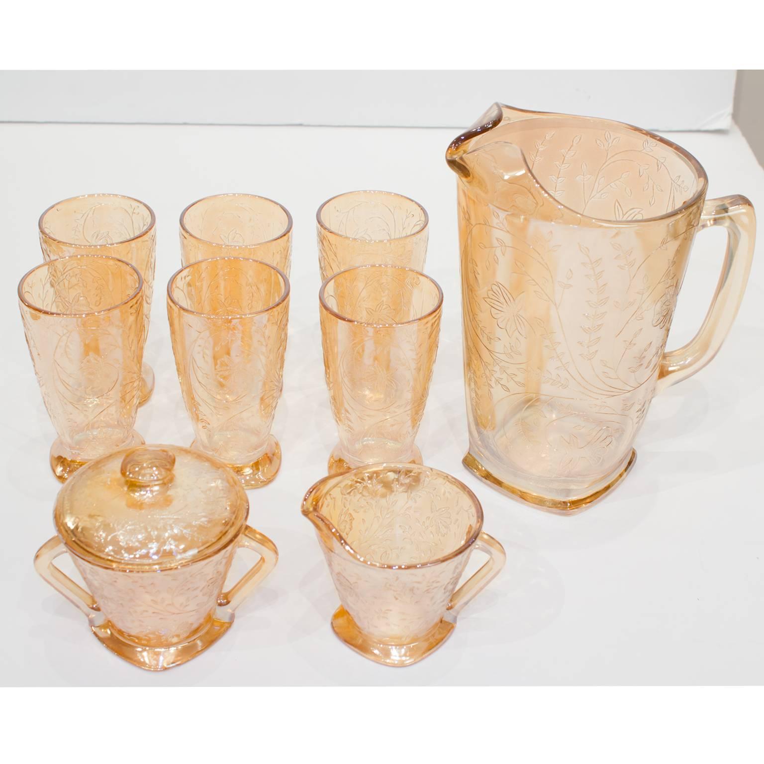 Mid-Century Modern 1950s Pitcher and Glass Set For Sale