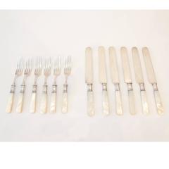 Landers Frary & Clark Mother-of-Pearl Silver Serving Set for Six