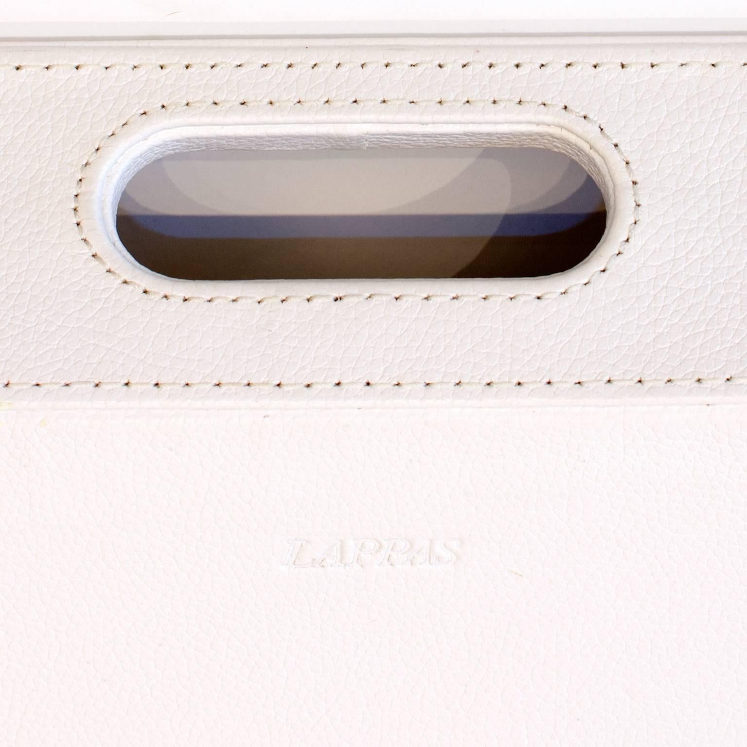 Exceptional Hand-Stitched White Leather Tray For Sale 1