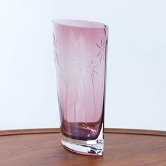 Handblown Etched Glass Vase