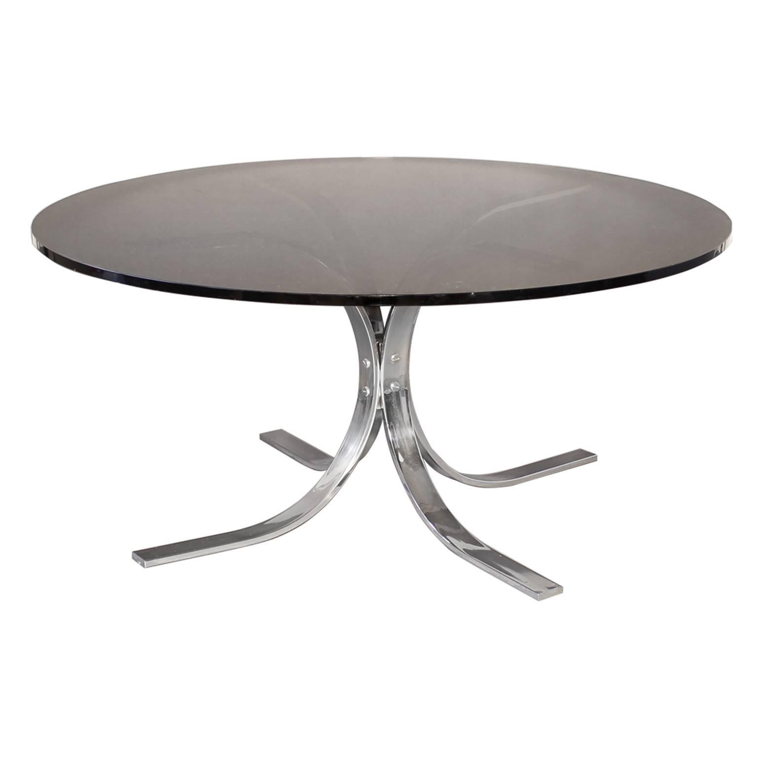 Selig Chrome and Smoked Glass Coffee Table For Sale