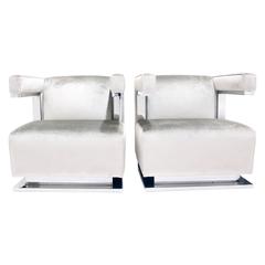 Walter Gropius Cubist Steel and Chrome Armchairs