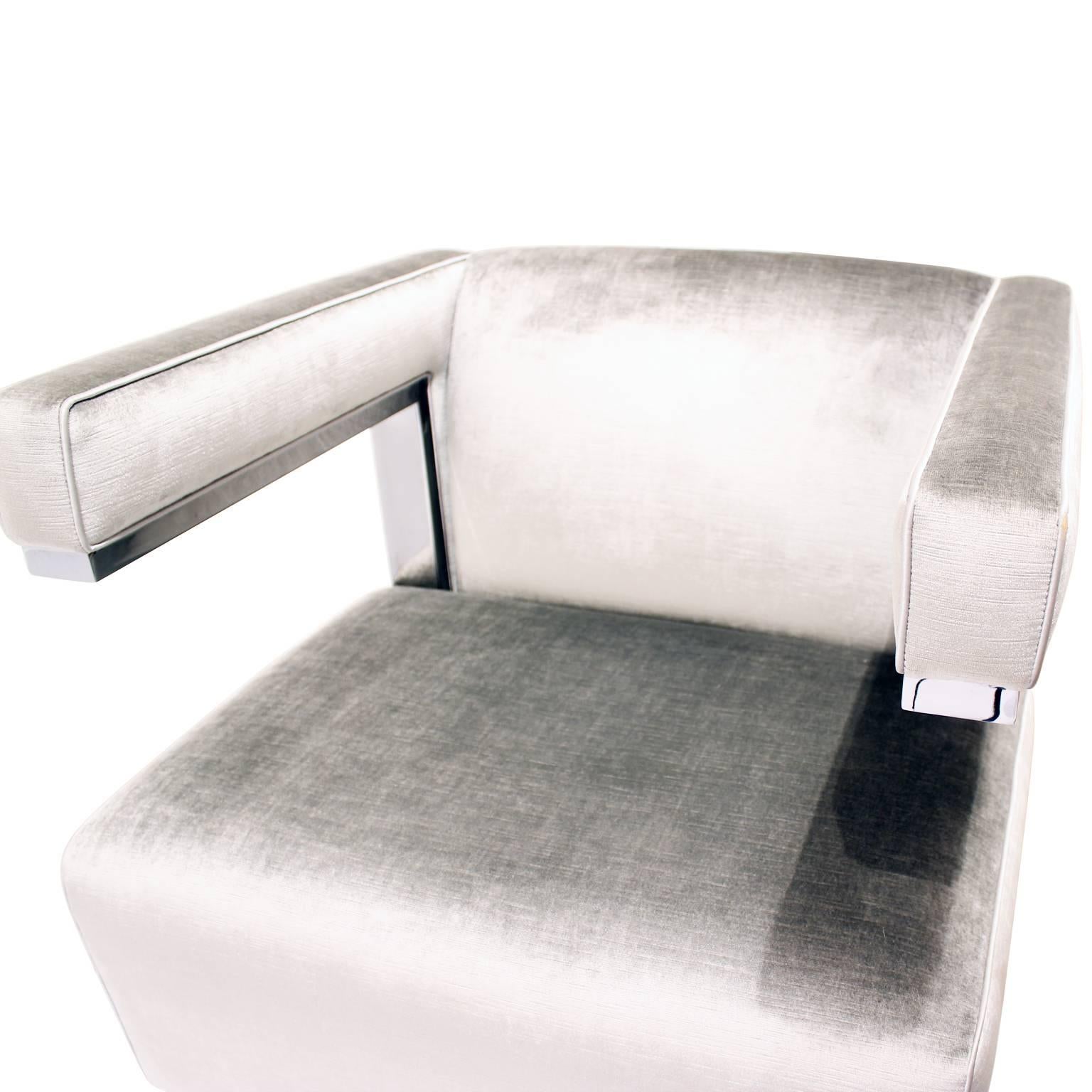 20th Century Walter Gropius Cubist Steel and Chrome Armchairs For Sale