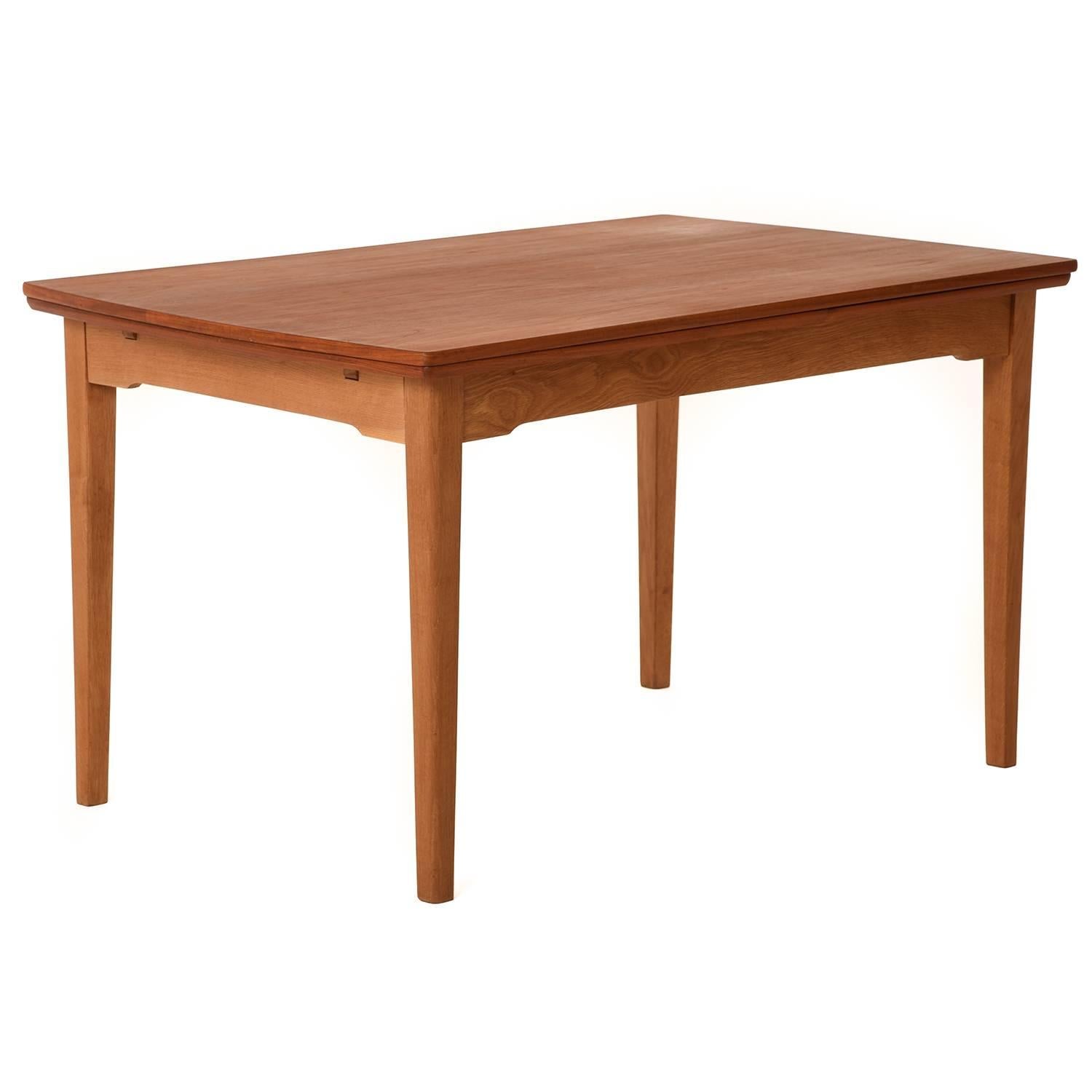 Oak Danish Modern Draw-Leaf Extension Table