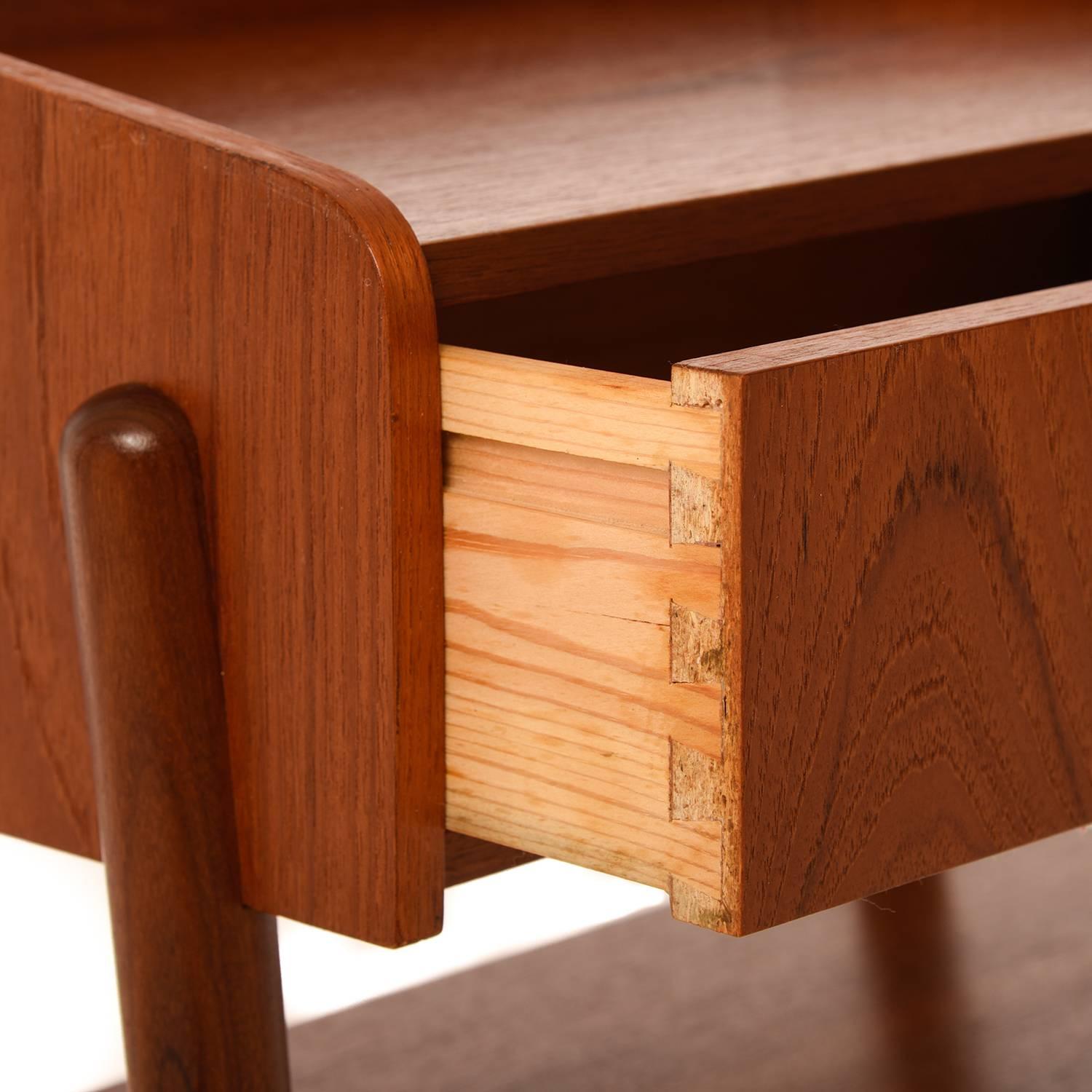 Teak Danish Modern Nightstand with Shelf