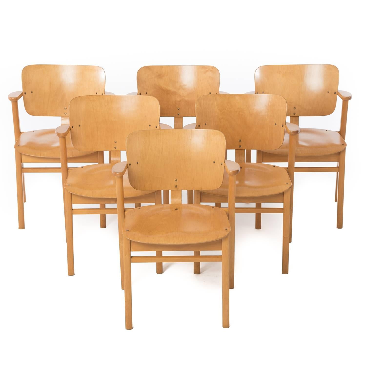 This is an adorable set of stacking chairs. Very practical for smaller living spaces when additional seating is needed. Classic Mid-Century design in vintage birch wood. Condition excellent.

Professional, skilled furniture restoration is an