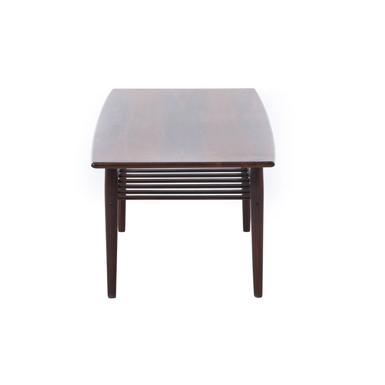 20th Century Danish Modern Rosewood Coffee Table with Shelf
