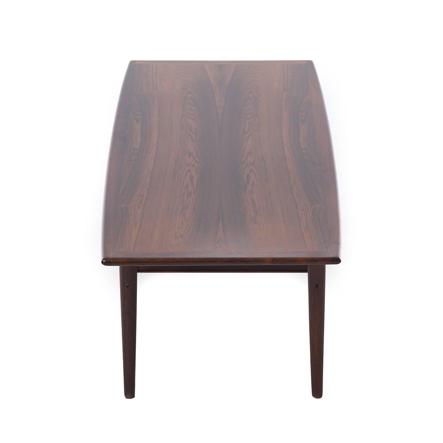 Danish Modern Rosewood Coffee Table with Shelf 1