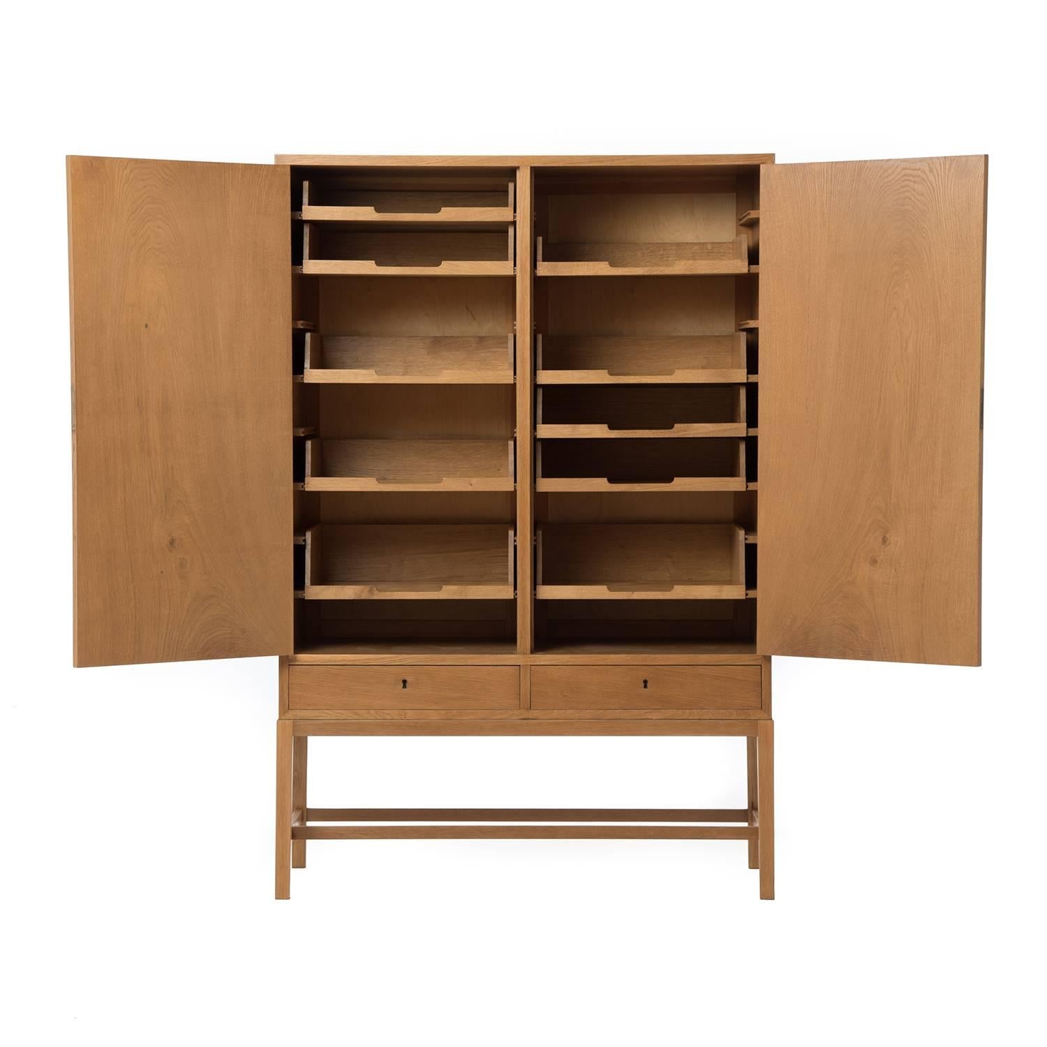 Lacquered Danish Modern Transitional Two-Door Linen Cabinet