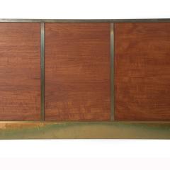 Danish Modern Teak and Brass Headboard
