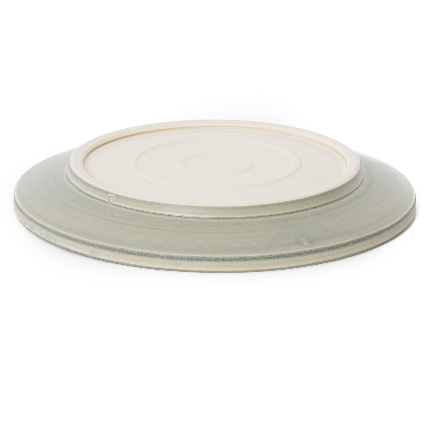 Organic Modern Dove Grey Decorative Plate For Sale
