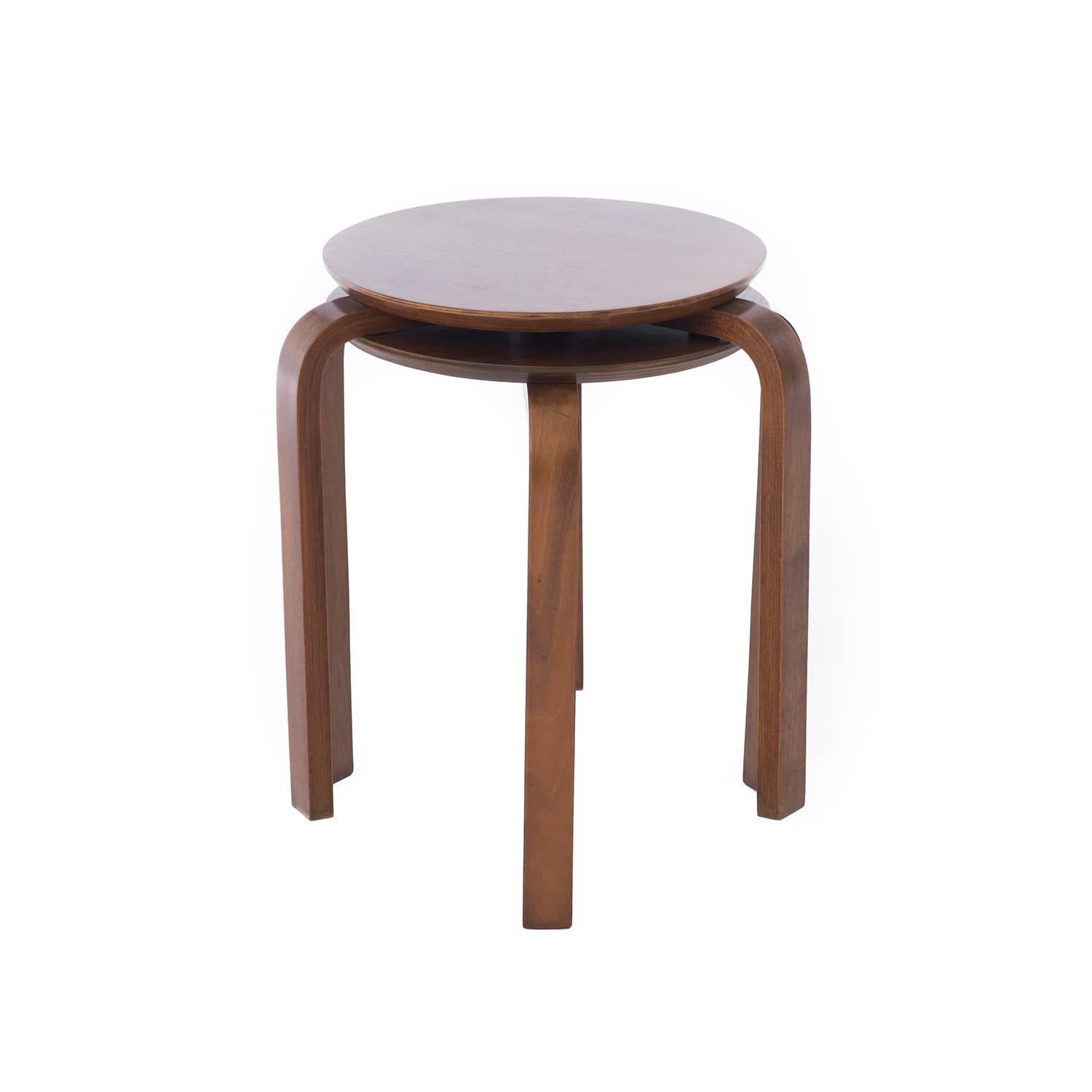 These walnut stacking stools are good looking and functional. Seven available, please inquire about purchasing multiples.

Professional, skilled furniture restoration is an integral part of what we do every day. Our goal is to provide beautiful,