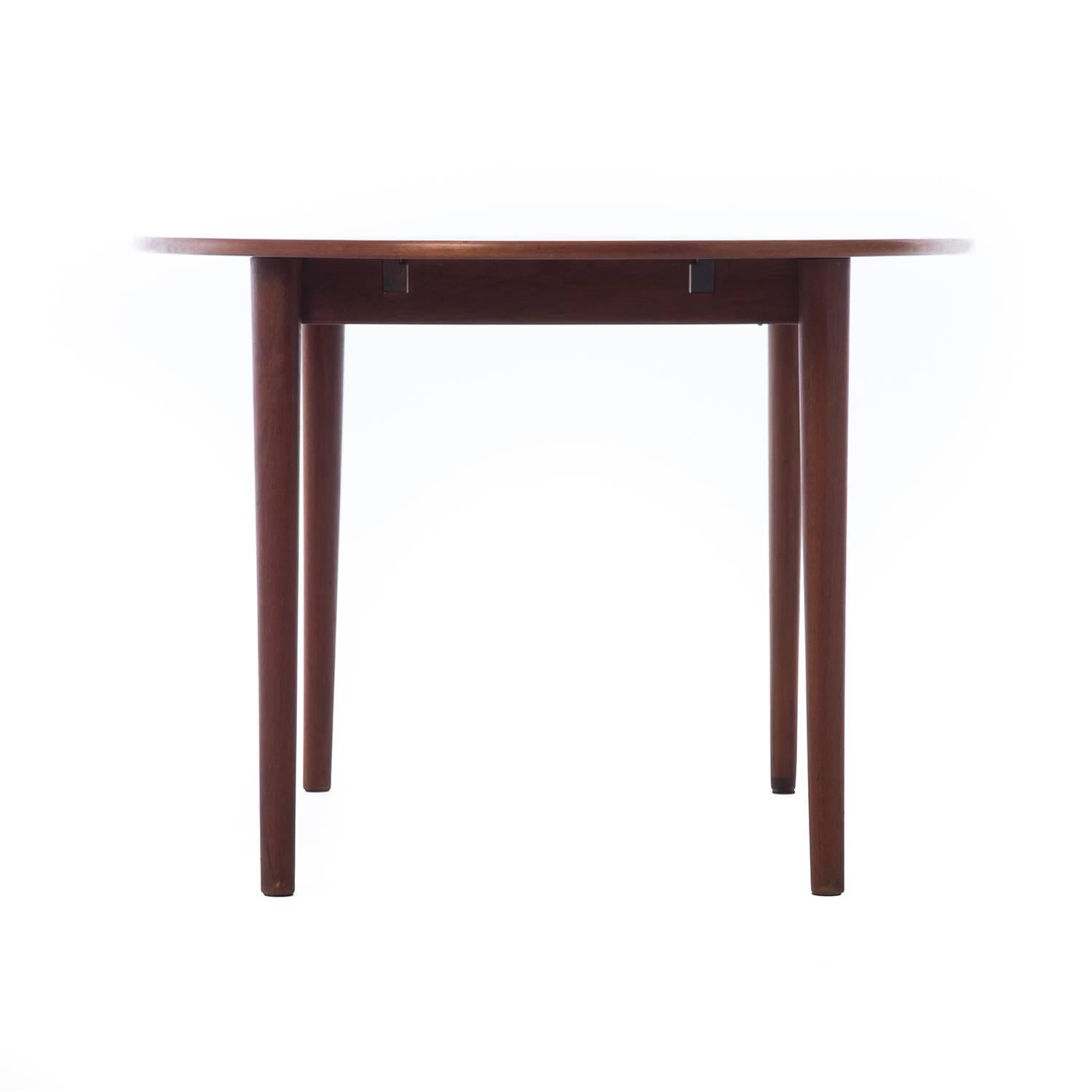 Teak Danish Modern Oval Ellipse Dining Table with Two Leaves