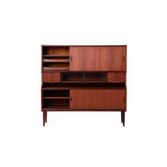 Danish Modern Teak Credenza with Glass Doors