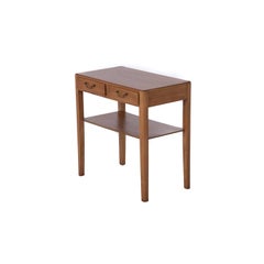 Danish Modern Mahogany Occasional Table with Drawers and Shelf