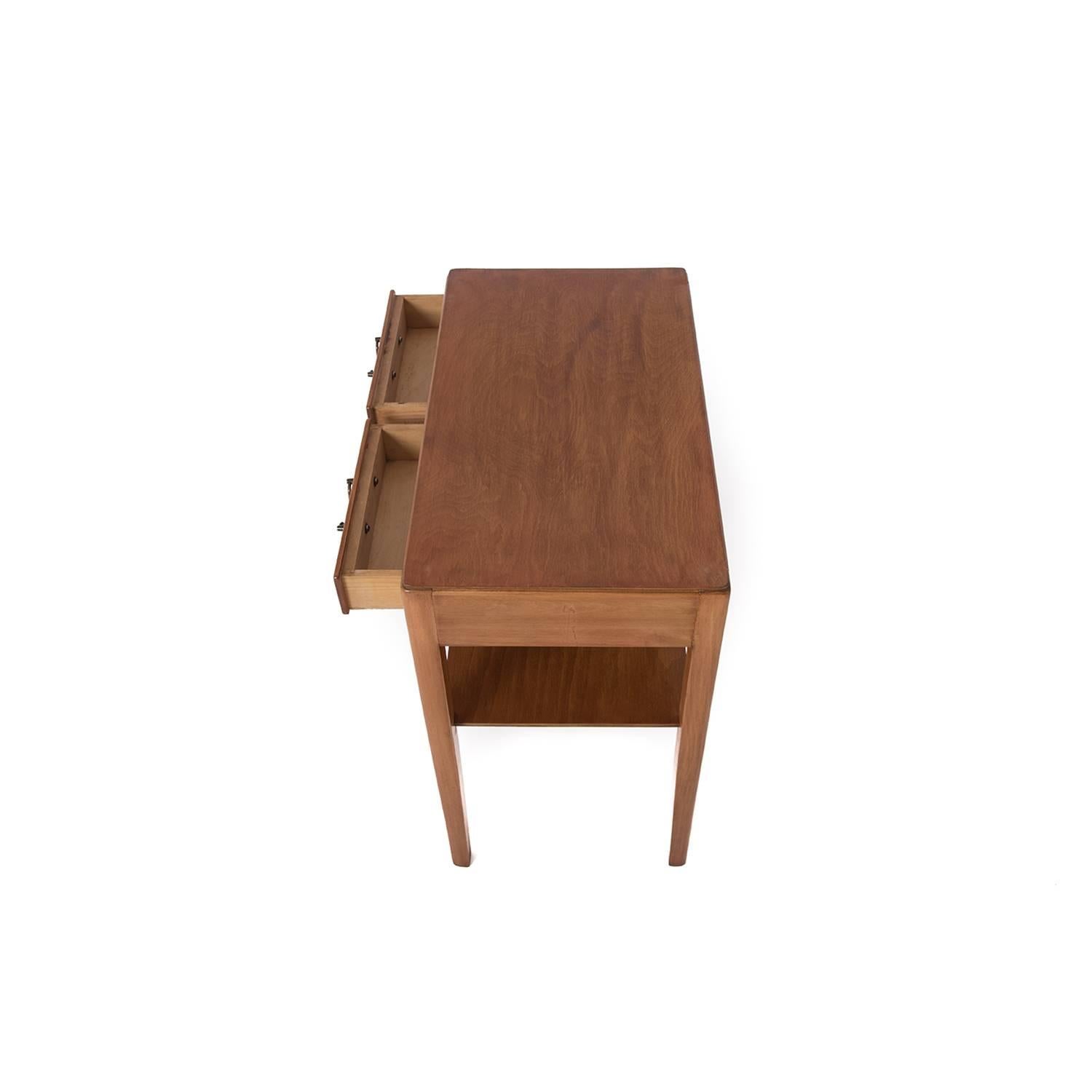 20th Century Danish Modern Mahogany Occasional Table with Drawers and Shelf