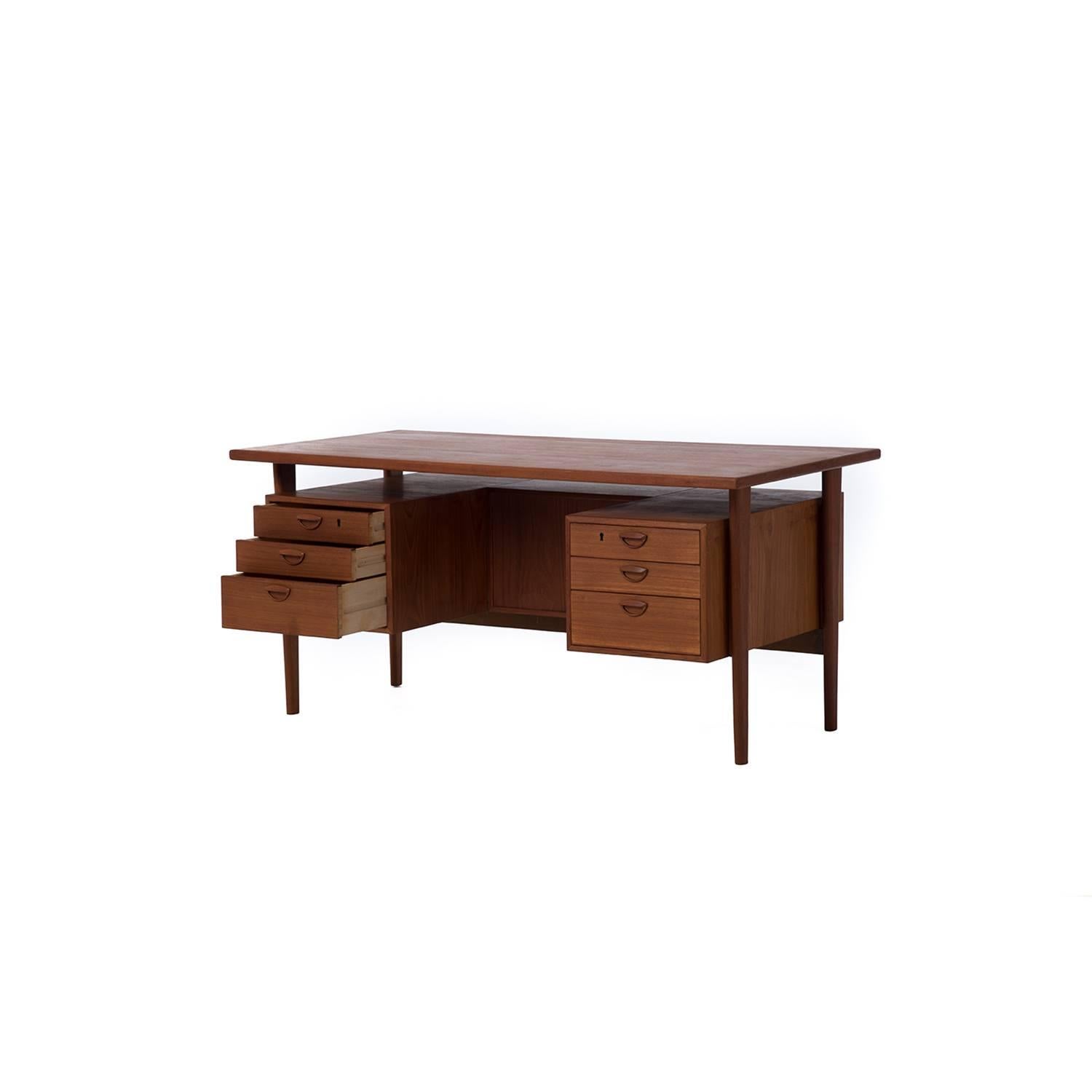 Scandinavian Modern Danish Modern Kai Kristiansen Floating Top Teak Desk