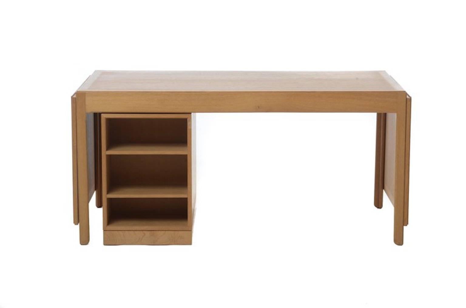 Danish Bernt Peterson  Double Drop Leaf Table Desk with Free Standing Return For Sale