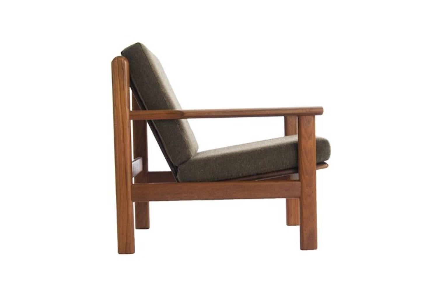 Wool Danish Modern Sofa and Lounge Chair