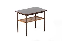 Danish Modern End Table with Cane Shelf