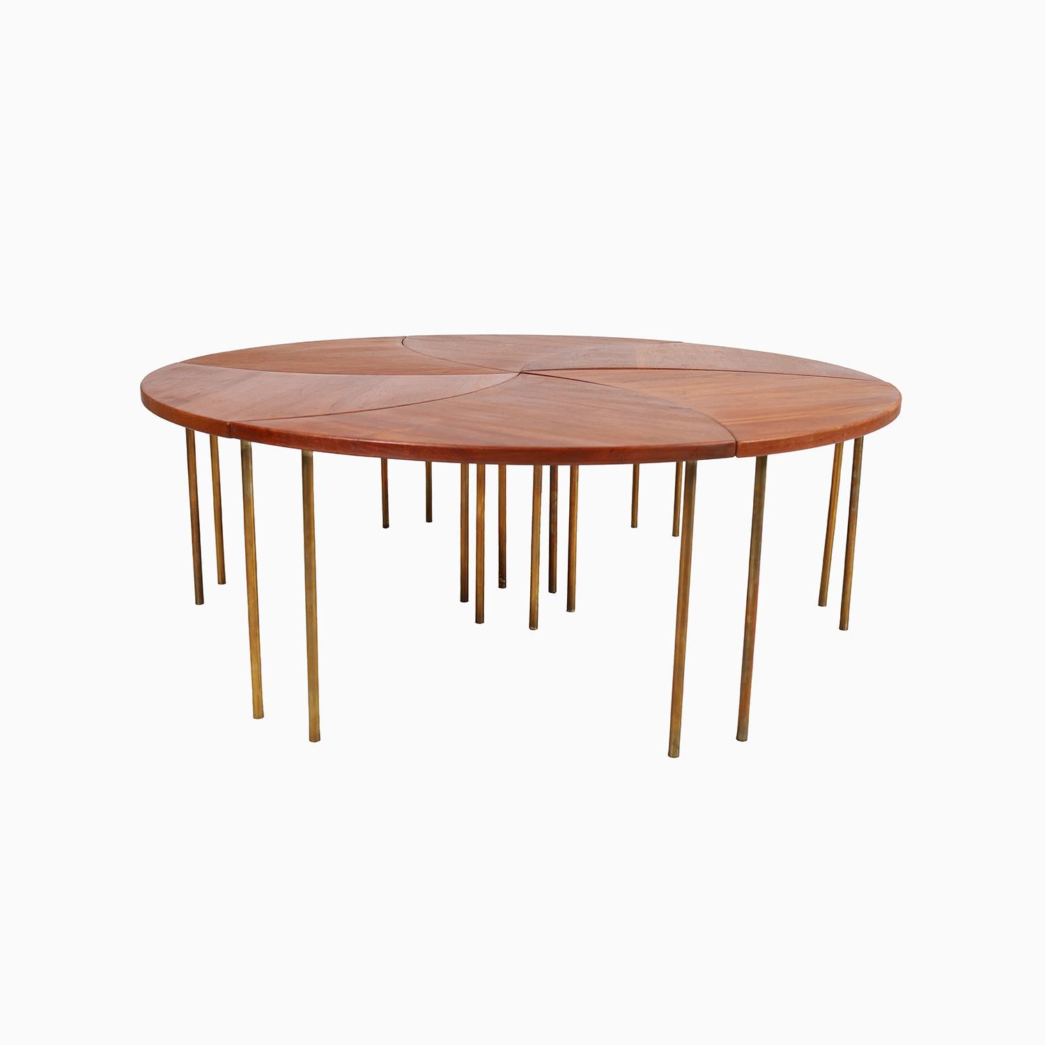 Brass Scandinavian Modern Modular 'Pinwheel' Coffee Table in Teak by Hvidt & Molgaard For Sale