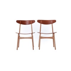 Hans Wegner CH30 Chairs in Oiled Teak and Oak with Teak Seats