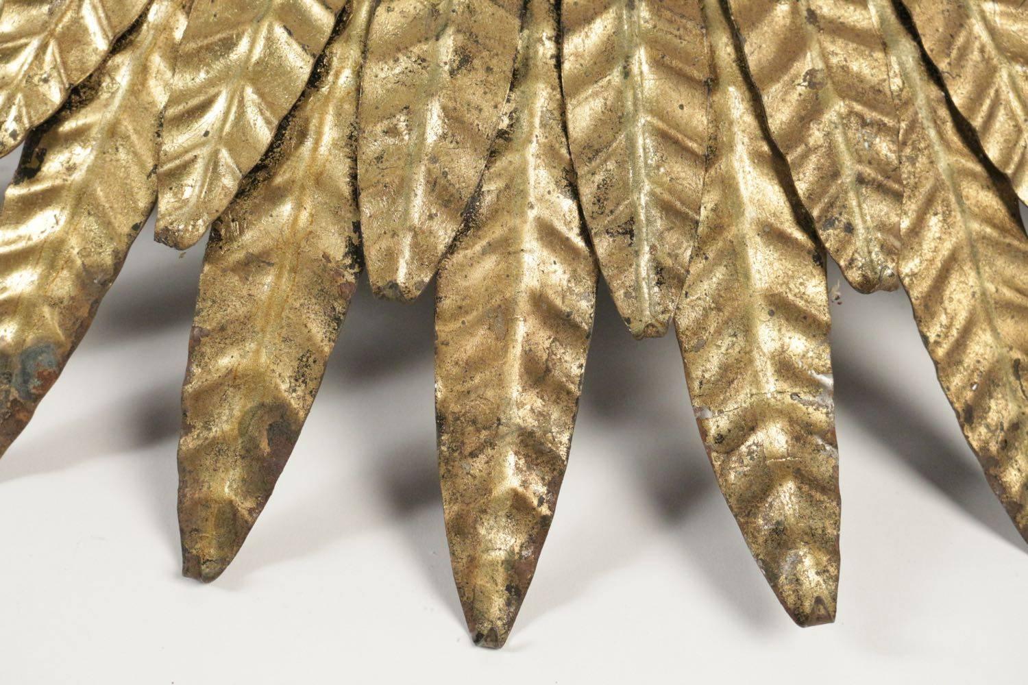 Pair of Ceiling Lights in Gold Gilt Metal, circa 1960-1970 1