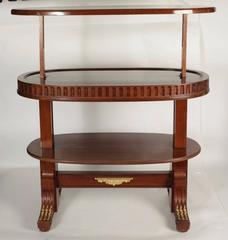 French Solid Mahogany 'Mechanical' Pop Up Table with Gold Gilt Bronze Mounts