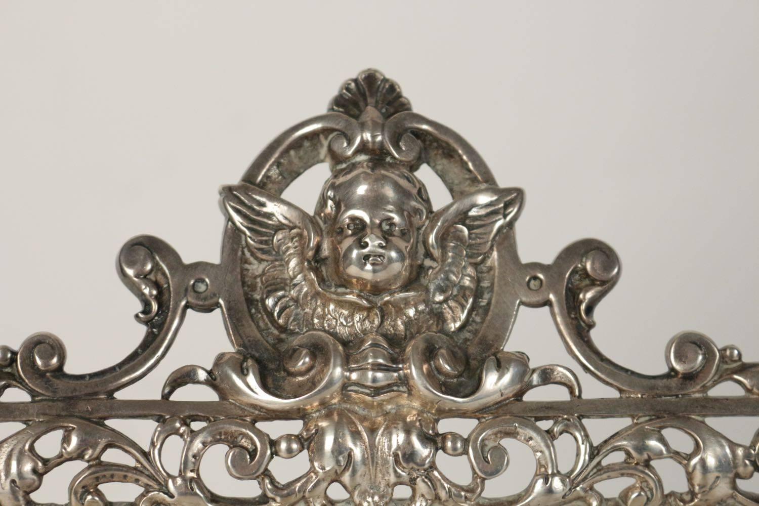 Napoleon III Standing Vanity Mirror in Silvered Bronze from the 19th Century