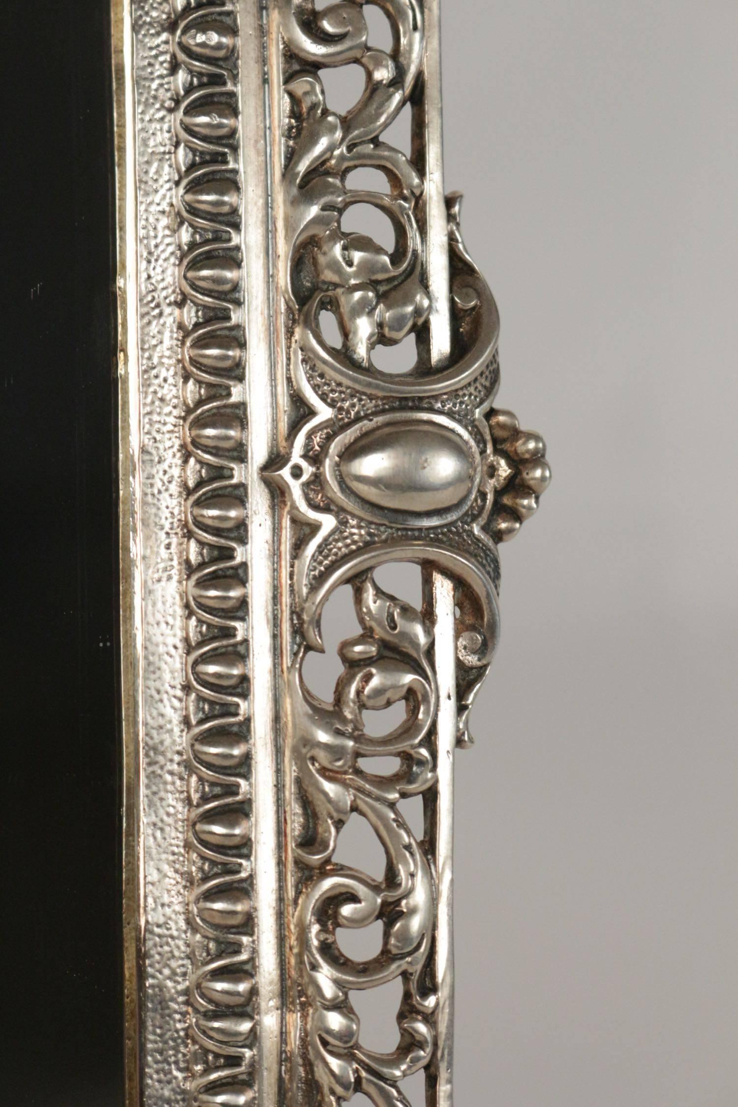 Late 19th Century Standing Vanity Mirror in Silvered Bronze from the 19th Century